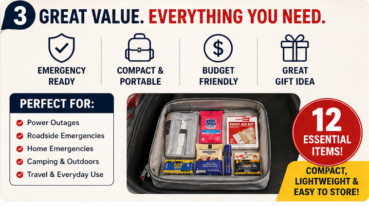 Power Outage Emergency Kit – Storm Survival Pack – Home & Car Bag Ready