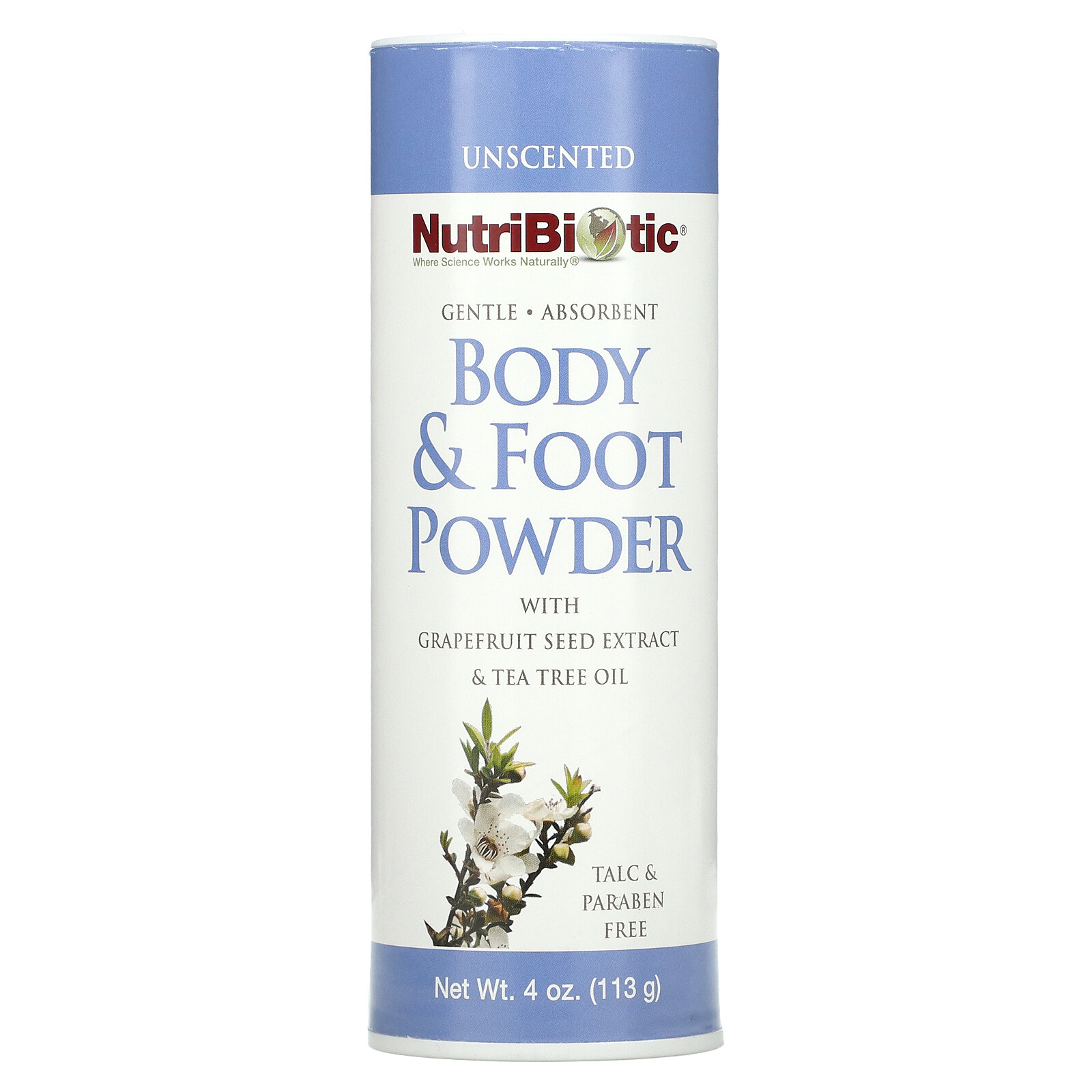 Body & Foot Powder with Grapefruit Seed Extract & Tea Tree Oil, Unscented, 4 oz