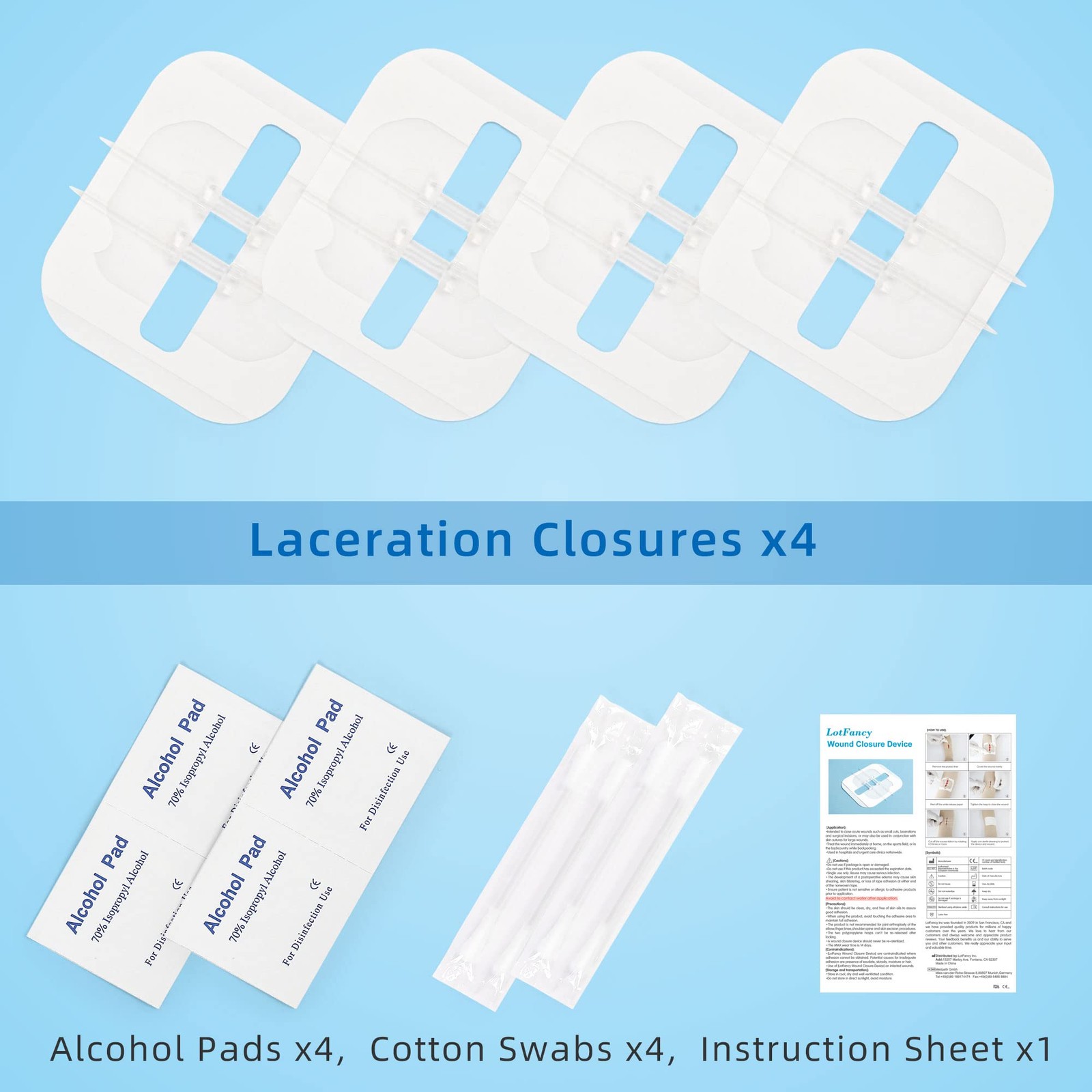 LotFancy Emergency Wound Closures, 4-Count, First Aid Supplies, Medical 4PCS
