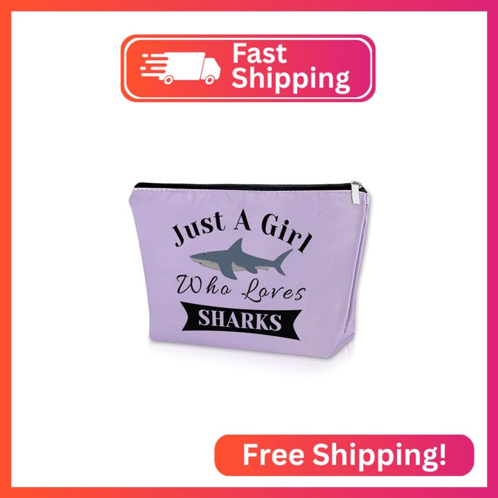 Sazuwu Shark Gifts for Shark Lovers Purple Makeup Bag Shark Themed Gifts for Gir