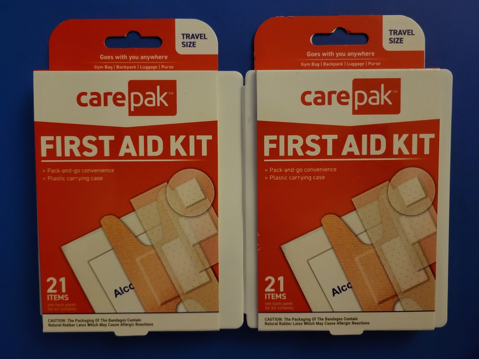 CarePak First Aid Kits 2 Pack To Go Bandaids Portable Safety 21 Pieces In Each