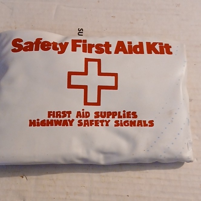 Safety First Portable First Aid Set, White Sterile Kit w/ Auto Distress Flag