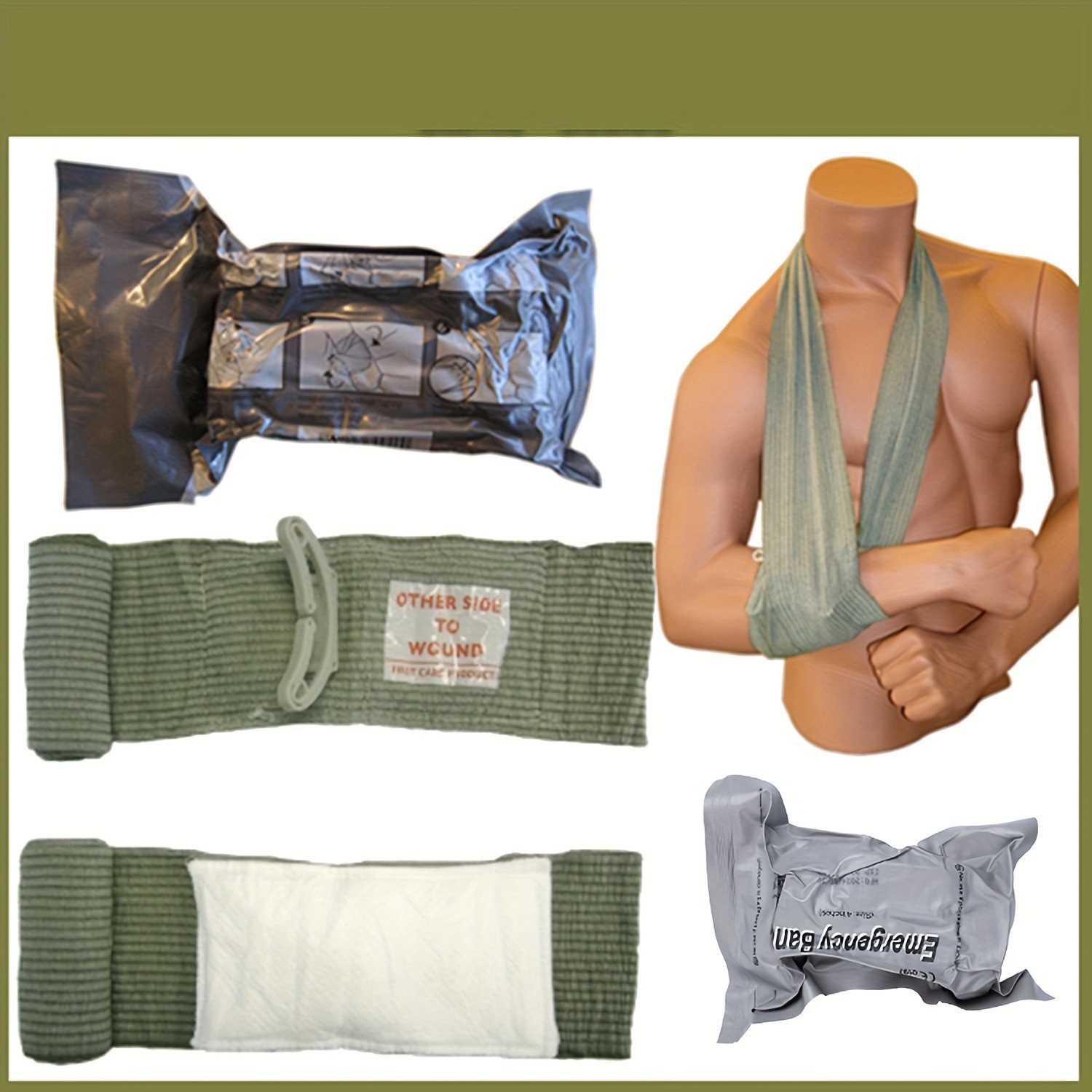 6 PACK 4" Trauma Bandage Emergency Israeli Style Battle Wound Dressing First Aid
