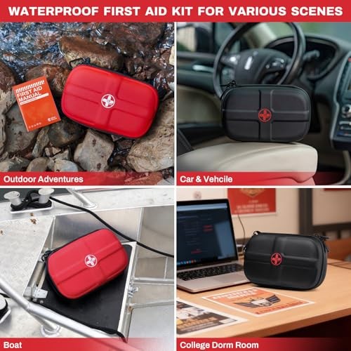 EVA First Aid Kit, Small Waterproof Emergency Hiking First Aid Kit for Red