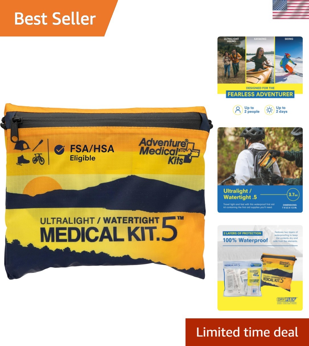 Adventure Medical Kit Ultralight/Watertight Medical Kit .5 – Up to 2 People, …