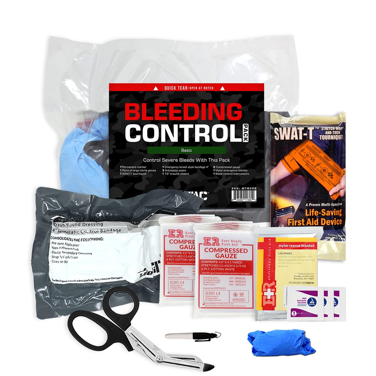 Basic Bleeding Control Pack Feat. SWAT-T Tourniquet, Bandage and Compressed G…