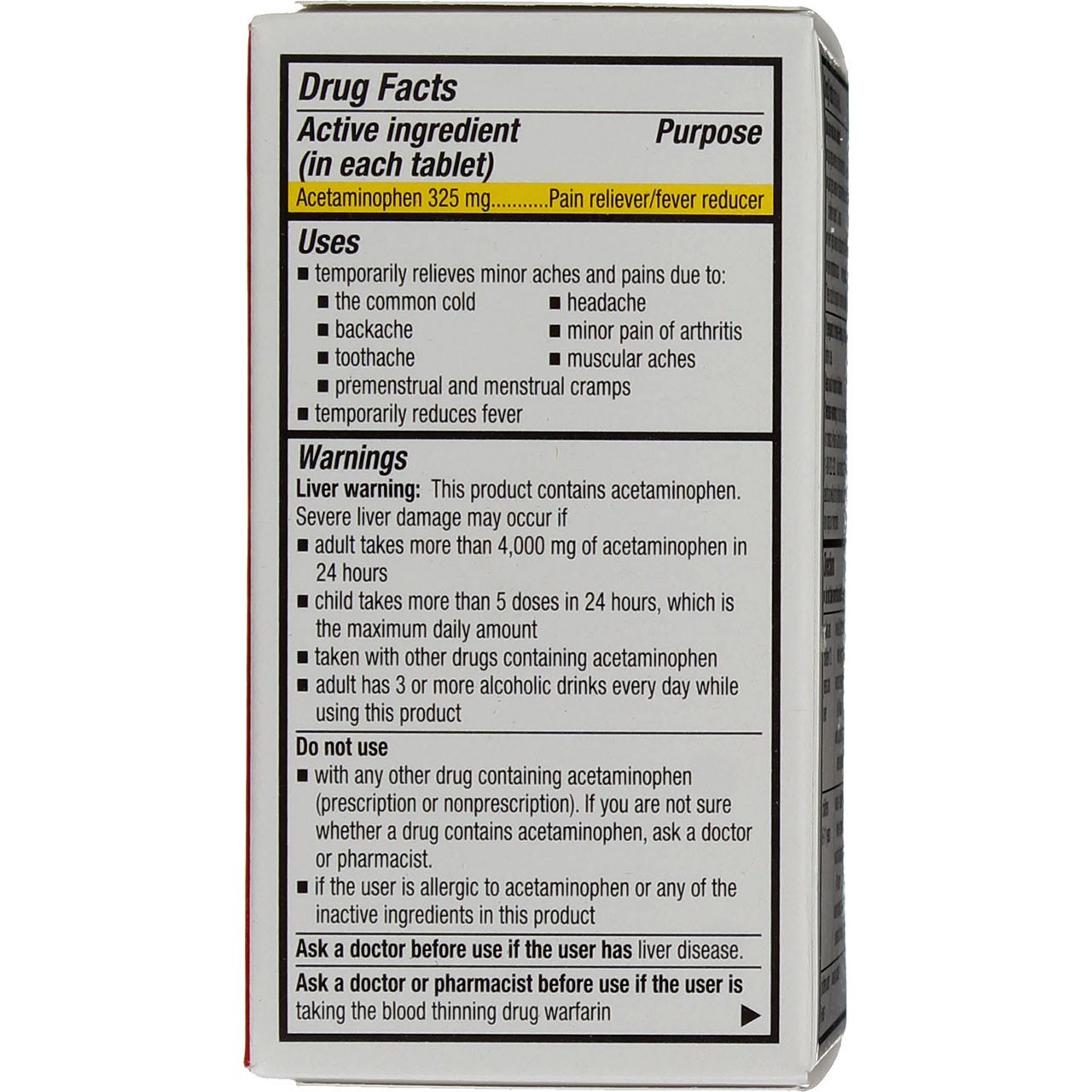 6 Pack Quality Choice Regular Strength Acetaminophen Tablets, 325 mg, 100 Ct