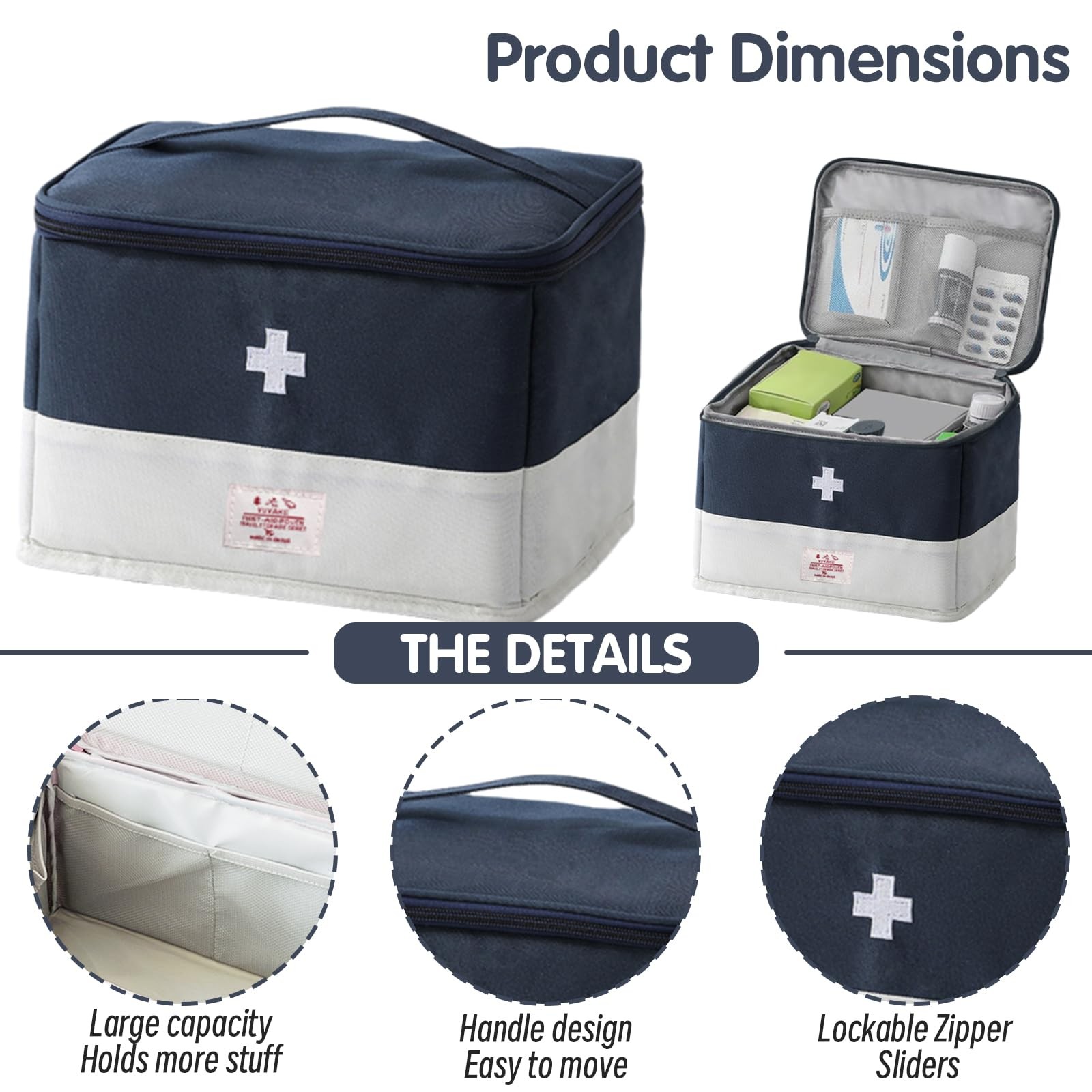 XPAPOV Medicine Travel 27 x 20 x 19 cm / 10.63 x 7.87 x 7.48 in, Navy blue