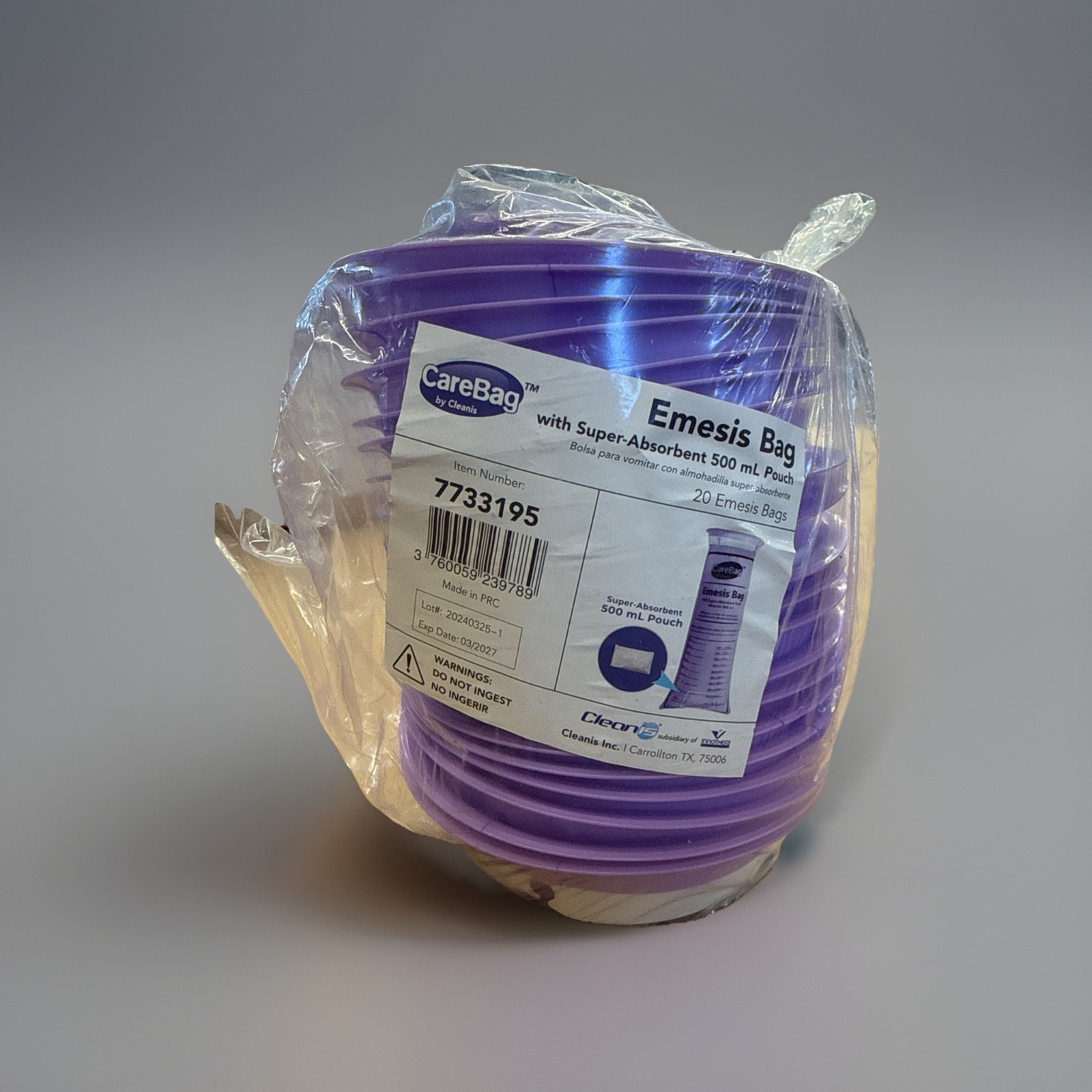 Care Bag by Cleanis, 40 New Emesis Bags, With 500mL Absorbent Pouch