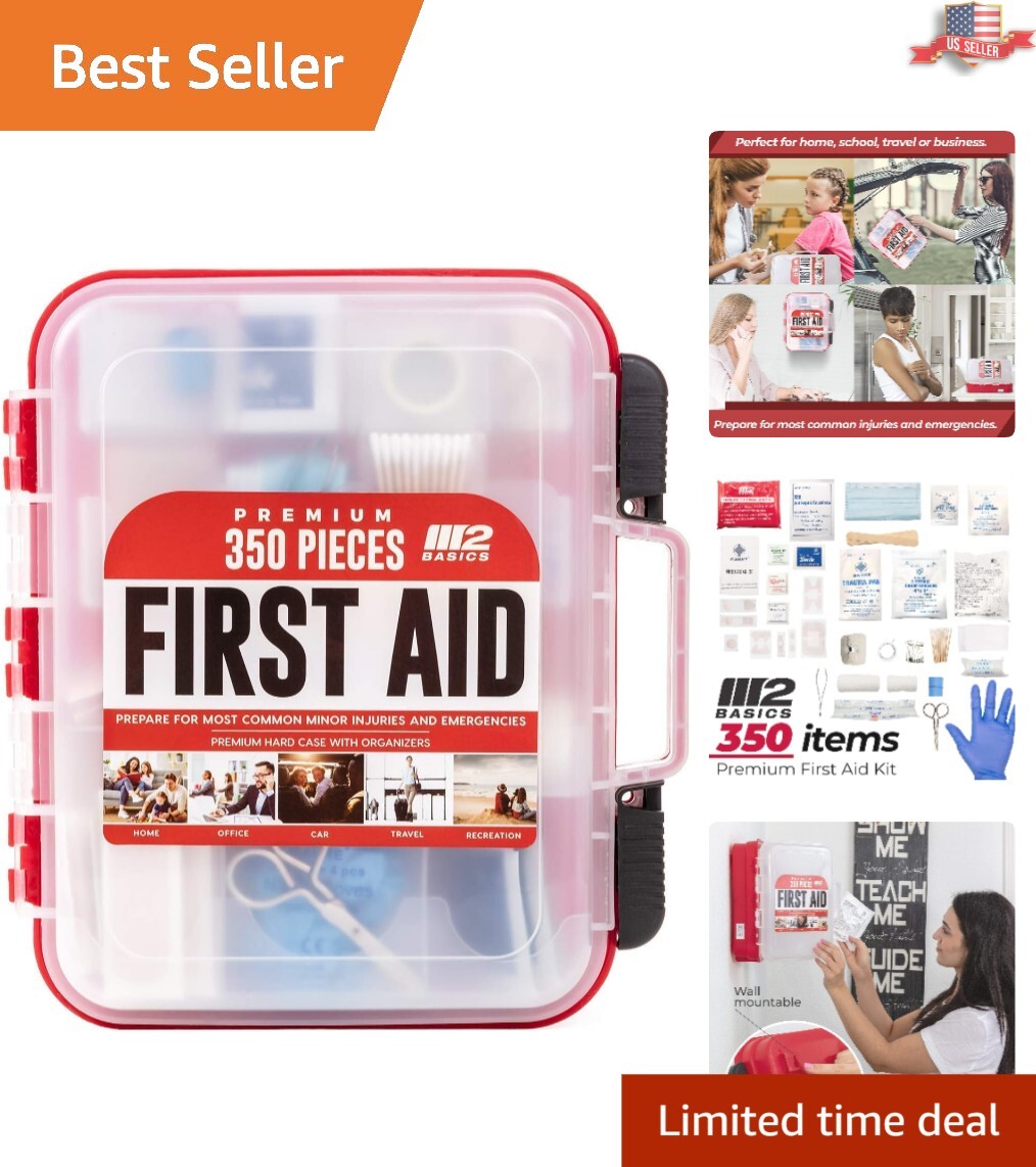 Dual Layer 350 Piece First Aid Kit – Convenient Wall Mountable & Travel Friendly