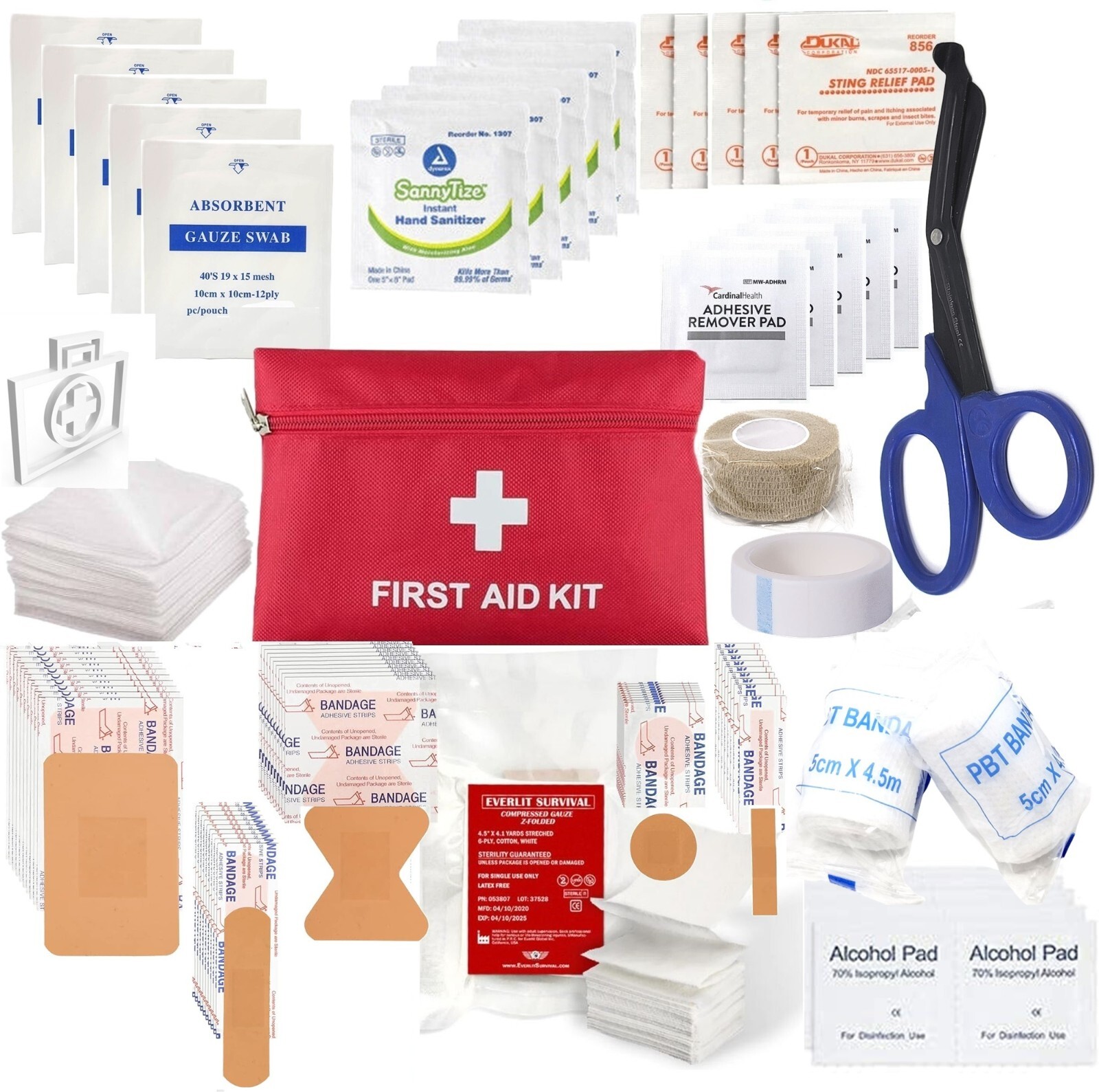 92 pcs Travel Survival First Aid Medical Supplies Emergency Refill Kit Camping