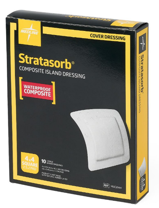 Stratasorb Composite Adhesive Island Wound Dressings, 4" x 4" Box of 10