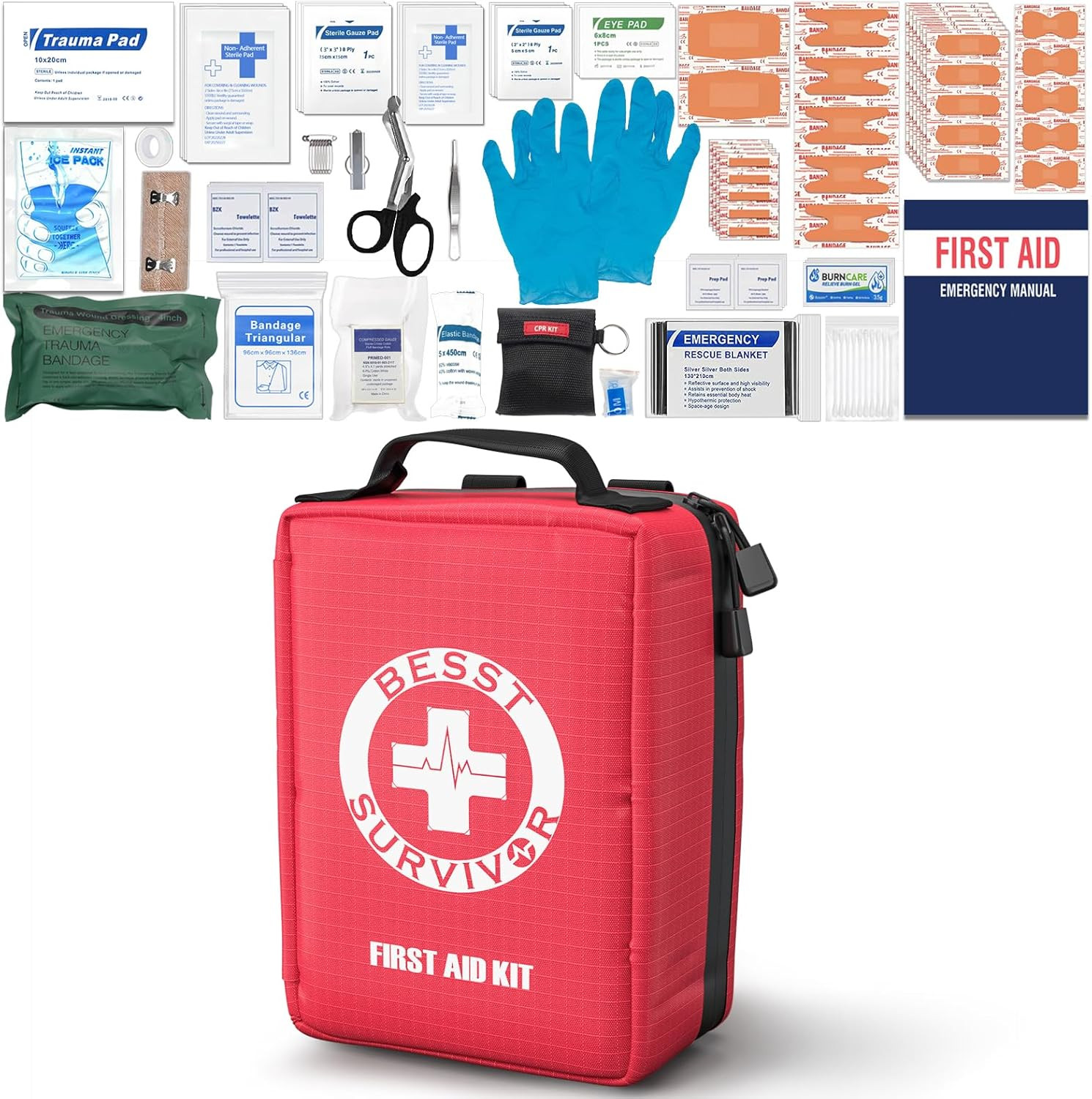 Premium First Aid Kit with Labelled Compartments, Molle System Trauma Kits for C