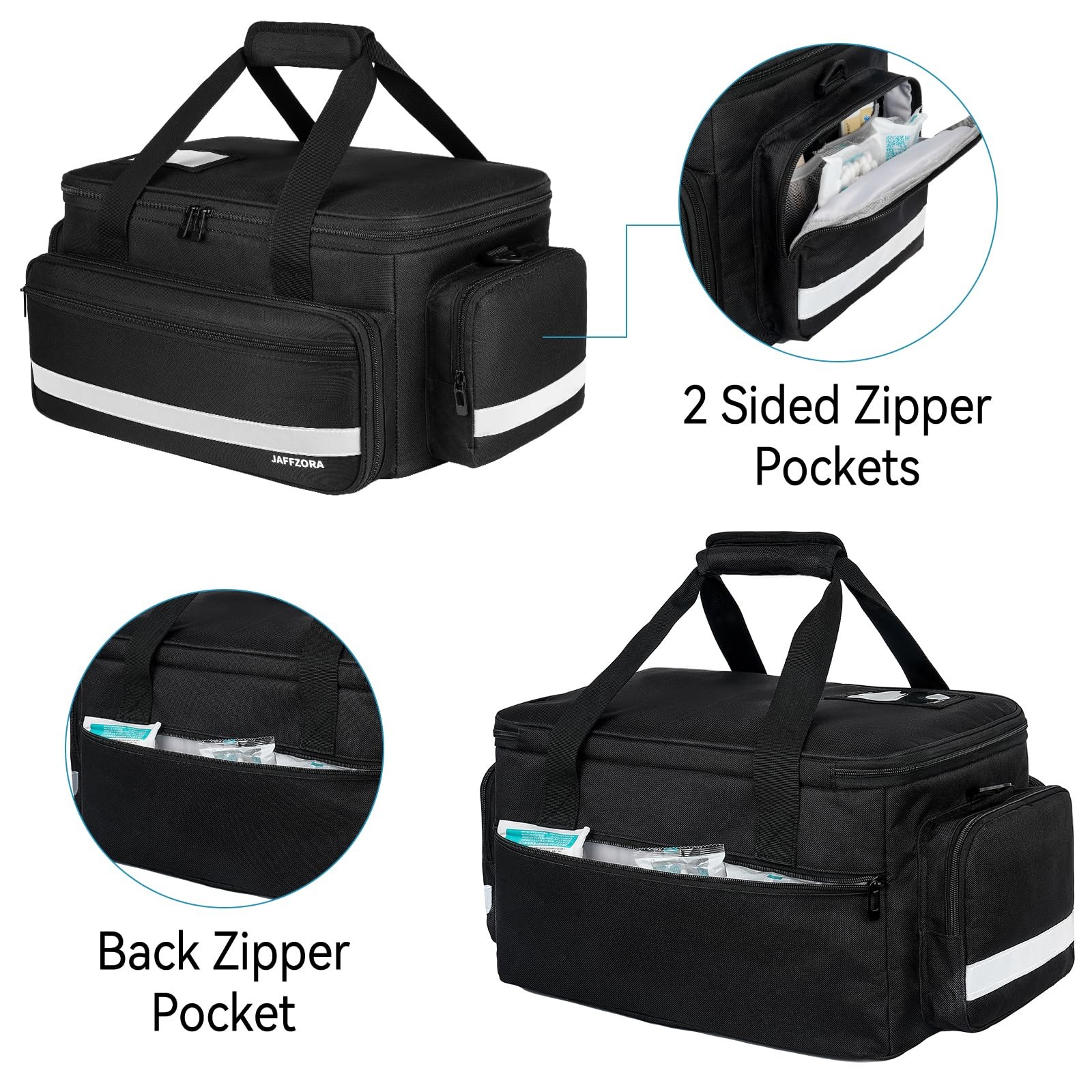 Large Medical Bag for Nurses, Empty First Aid Organizer with Shoulder Strap