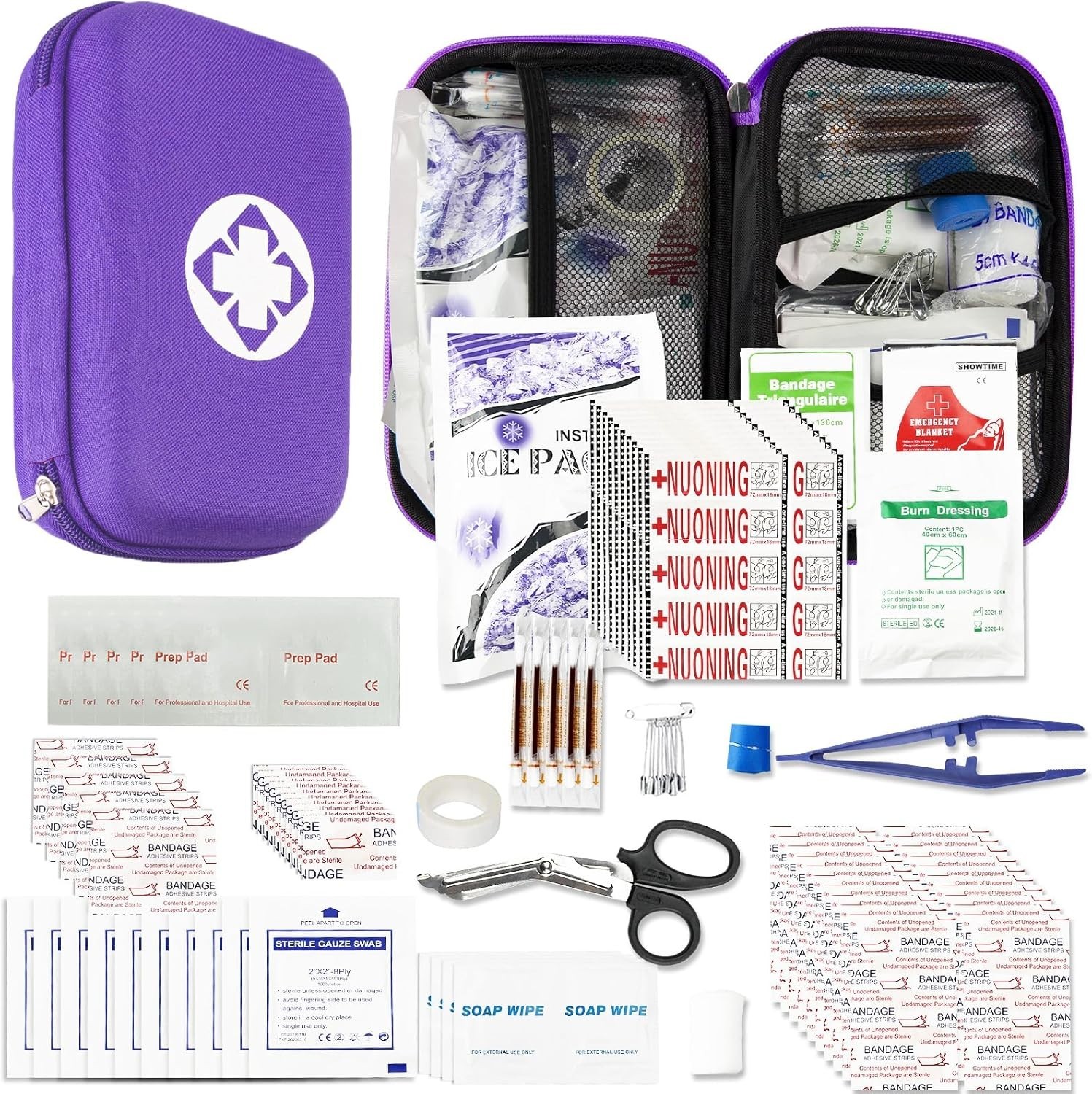 273 Durable Emergency Supplies in a Compact Purple First Aid Kit for Easy Access