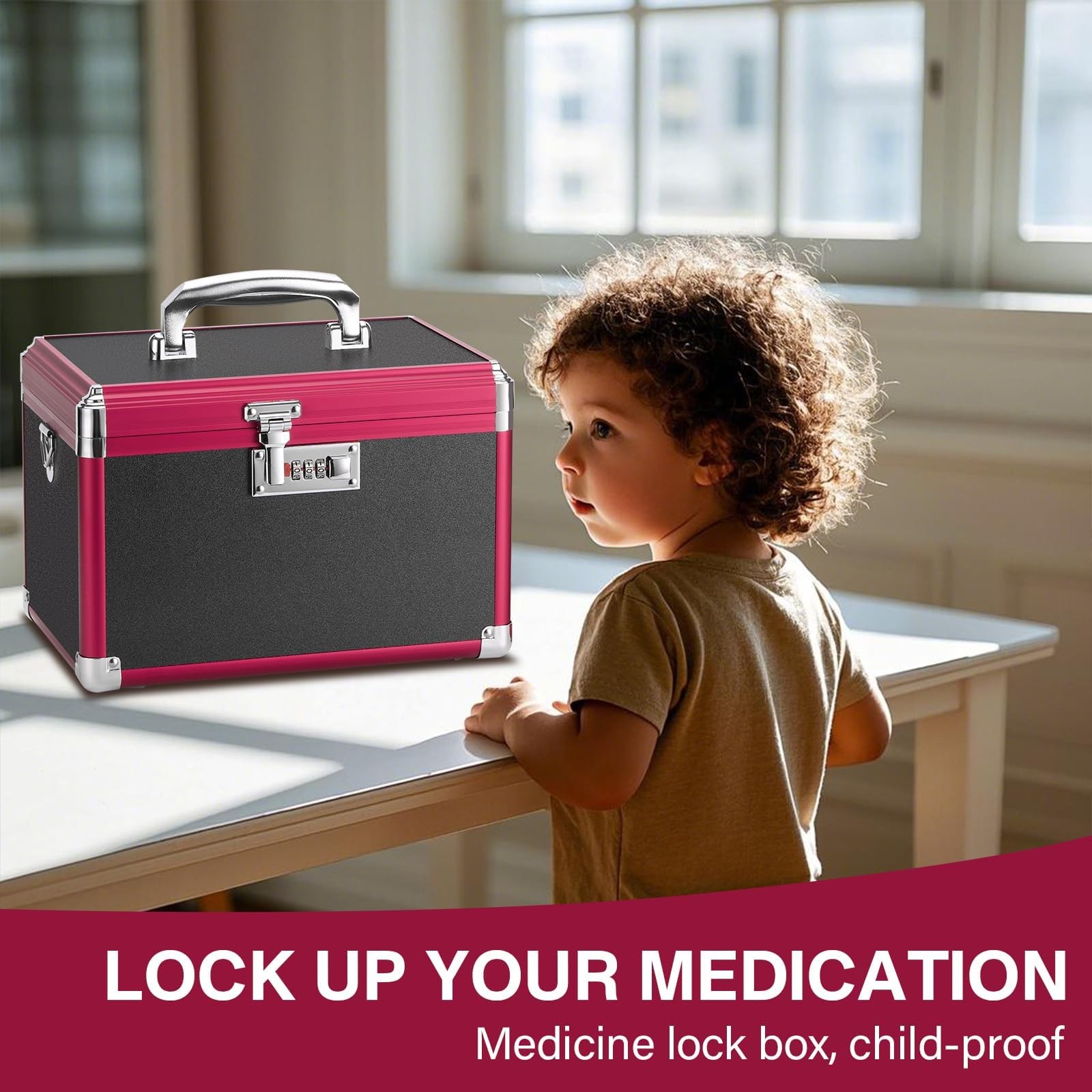 Medication Lock Box, 15×8.7×9.4 Inch Aluminum Alloy Medication Safe, First Ai…