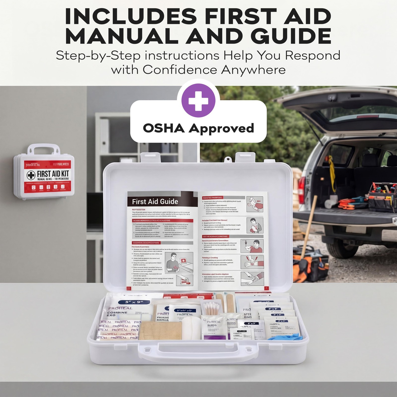 OSHA First Aid Kit 111pcs 10 Person ANSI Class A Wall Mount Emergency Latex