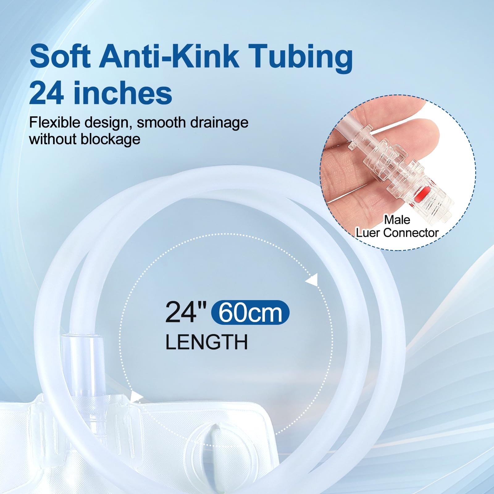 3 Pack 600ml Nephrostomy Bag with 24 Inch Soft Tube, Urine Nephro Bag-3pcs