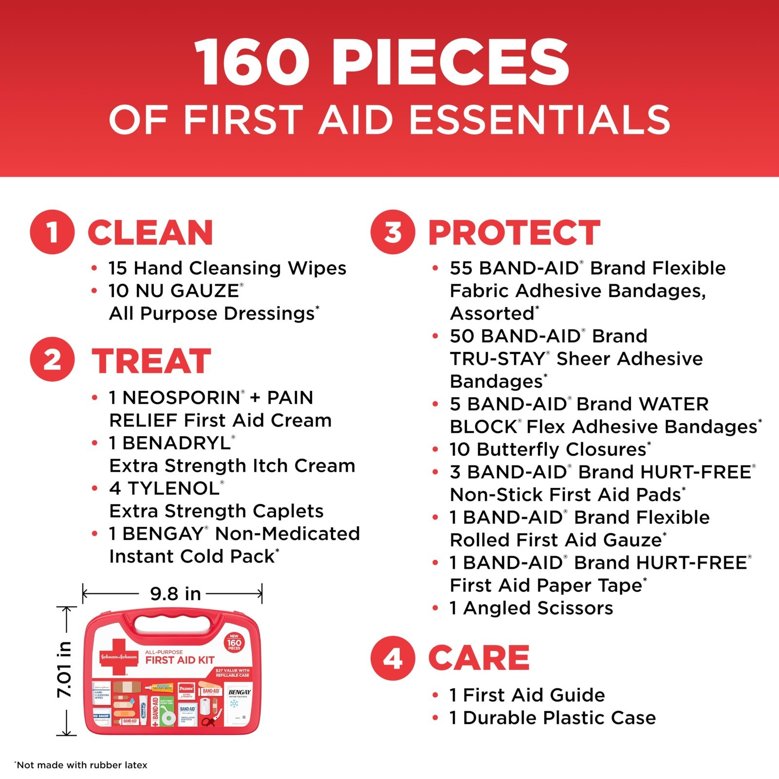 Portable First Aid Kit – 160 Pieces for Cuts, Scrapes, Burns & Wound Care – Trav