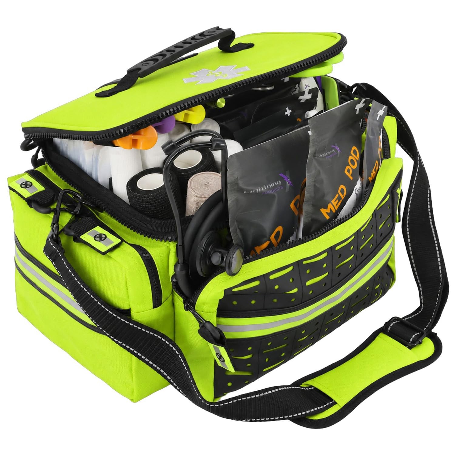 Lightning X Mid-Sized First Responder EMT Bag | LXMB25 | Fully Stocked w/ 240…