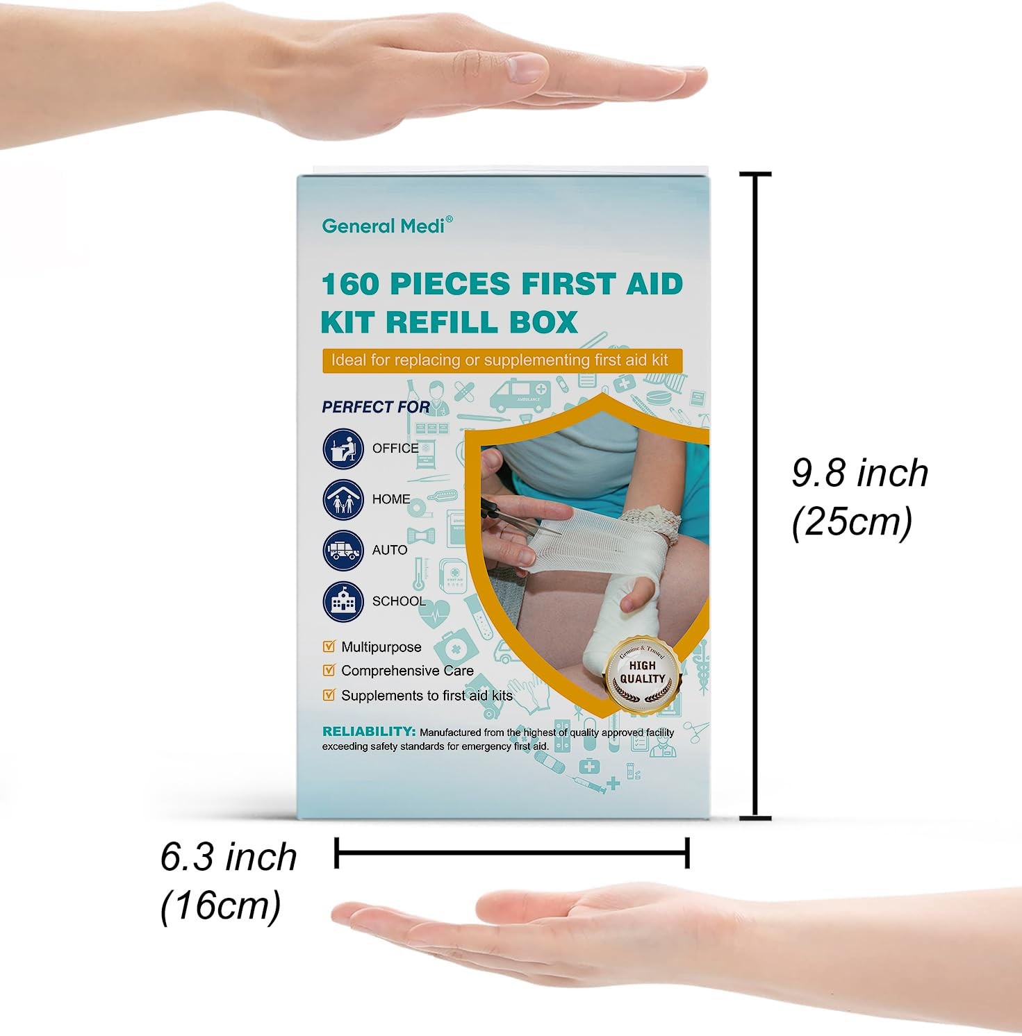 General Medi 160 Piece First Aid Kit Bag Refill 160 Set, White Clarity