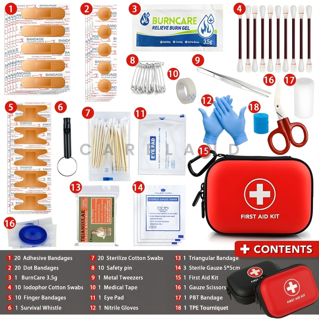 First Aid Kit 100+ Pcs Emergency Set Portable Survival Bag Home, Travel, Camping