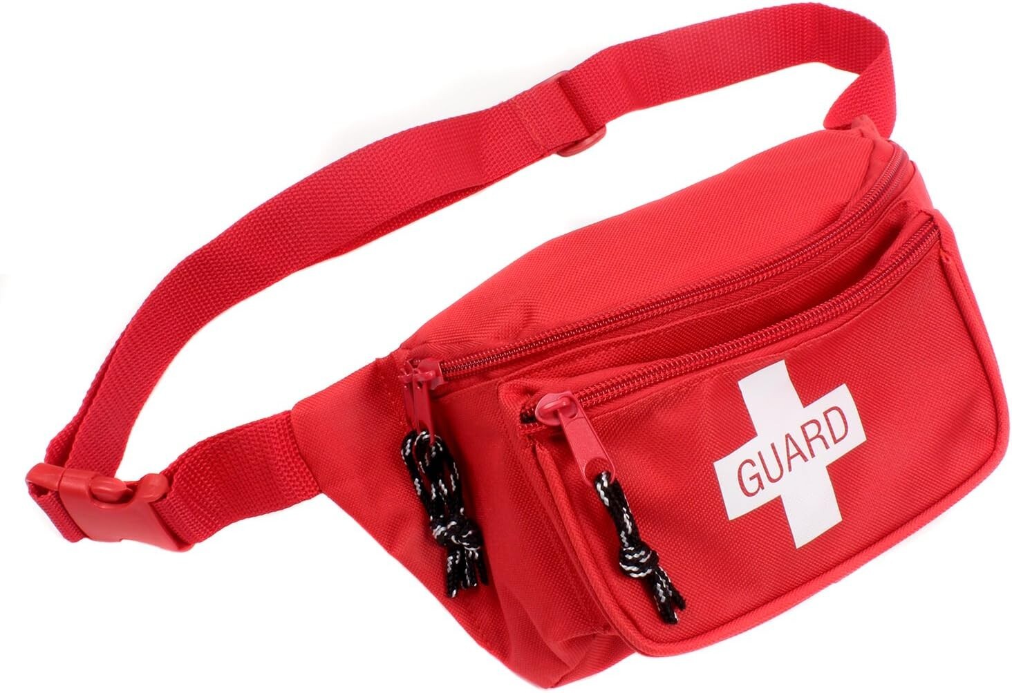 First Aid Fanny Pack Lifeguard Pools Beaches with Adjustable Strap – Red