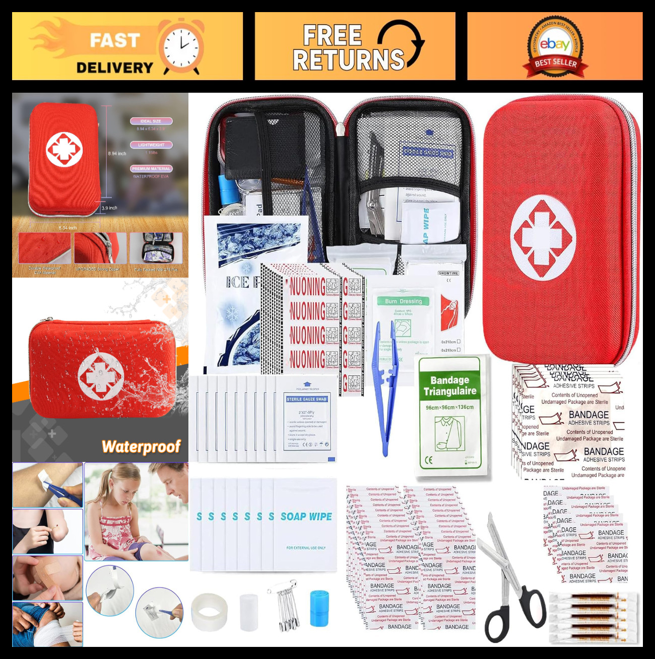 276PCS First Aid Kit – Compact Emergency Supplies for Home, Car, Camping & Trave