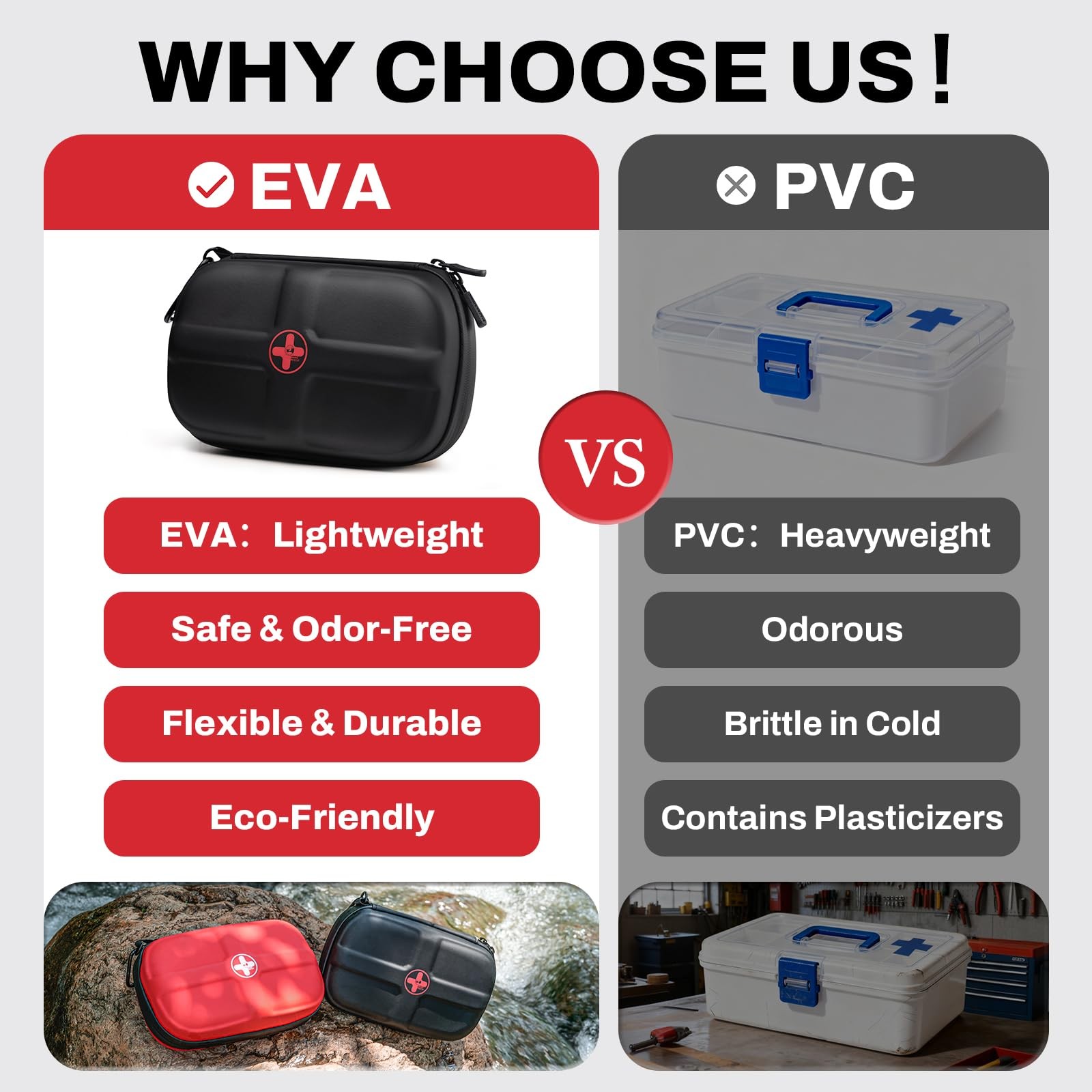 Rhino Rescue First Aid Kit 111 Pcs EVA Waterproof Medical Home Car Dorm Travel