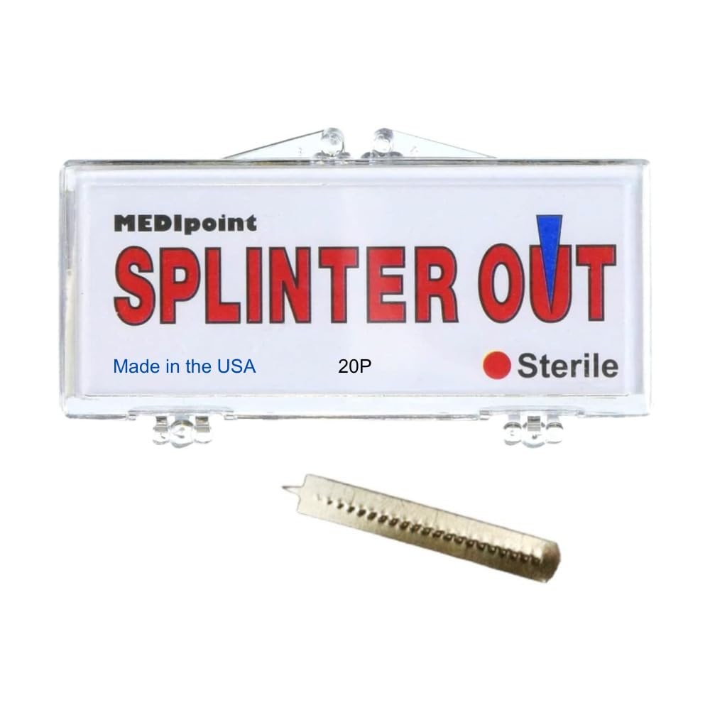 Splinter Out Remover 20 Count Sterile Stainless Steel Tri–Bevel First Aid Tool