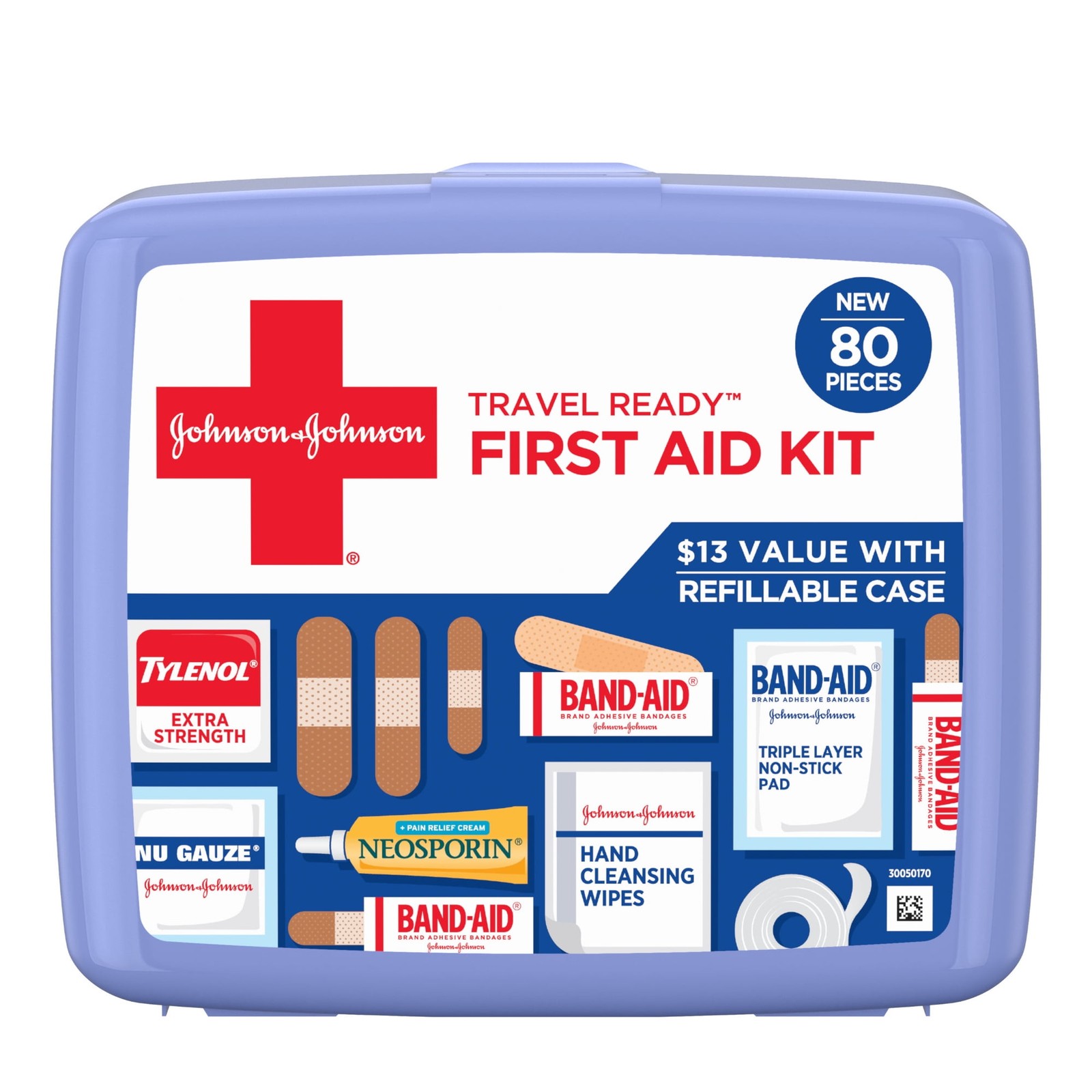 (2 Pack) Band-Aid Brand Travel Ready Portable Emergency First Aid Kit, 80 Piece