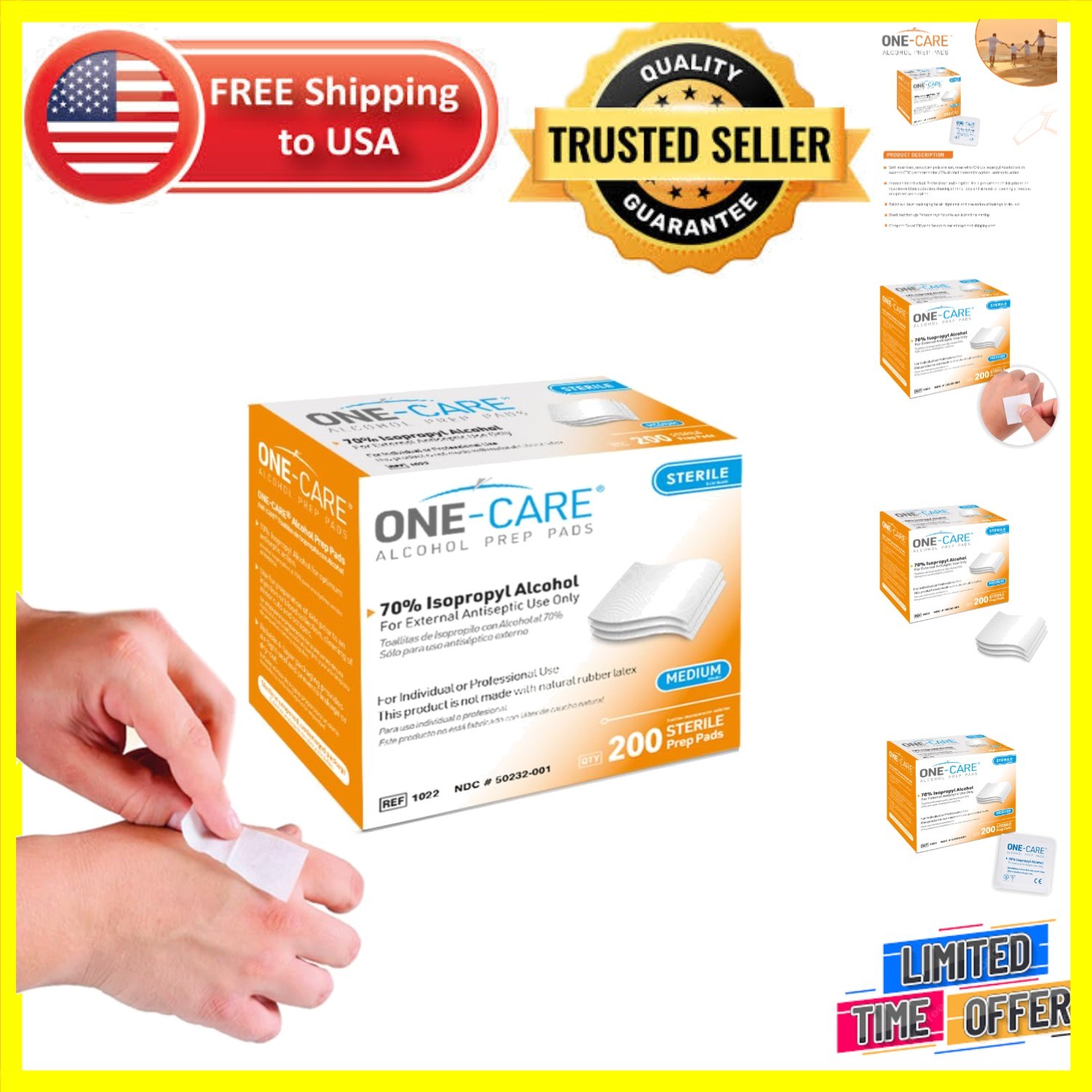 200 Count Unscented 2-Ply Prep Wipes – Ideal for Skin Cleaning & Disinfection