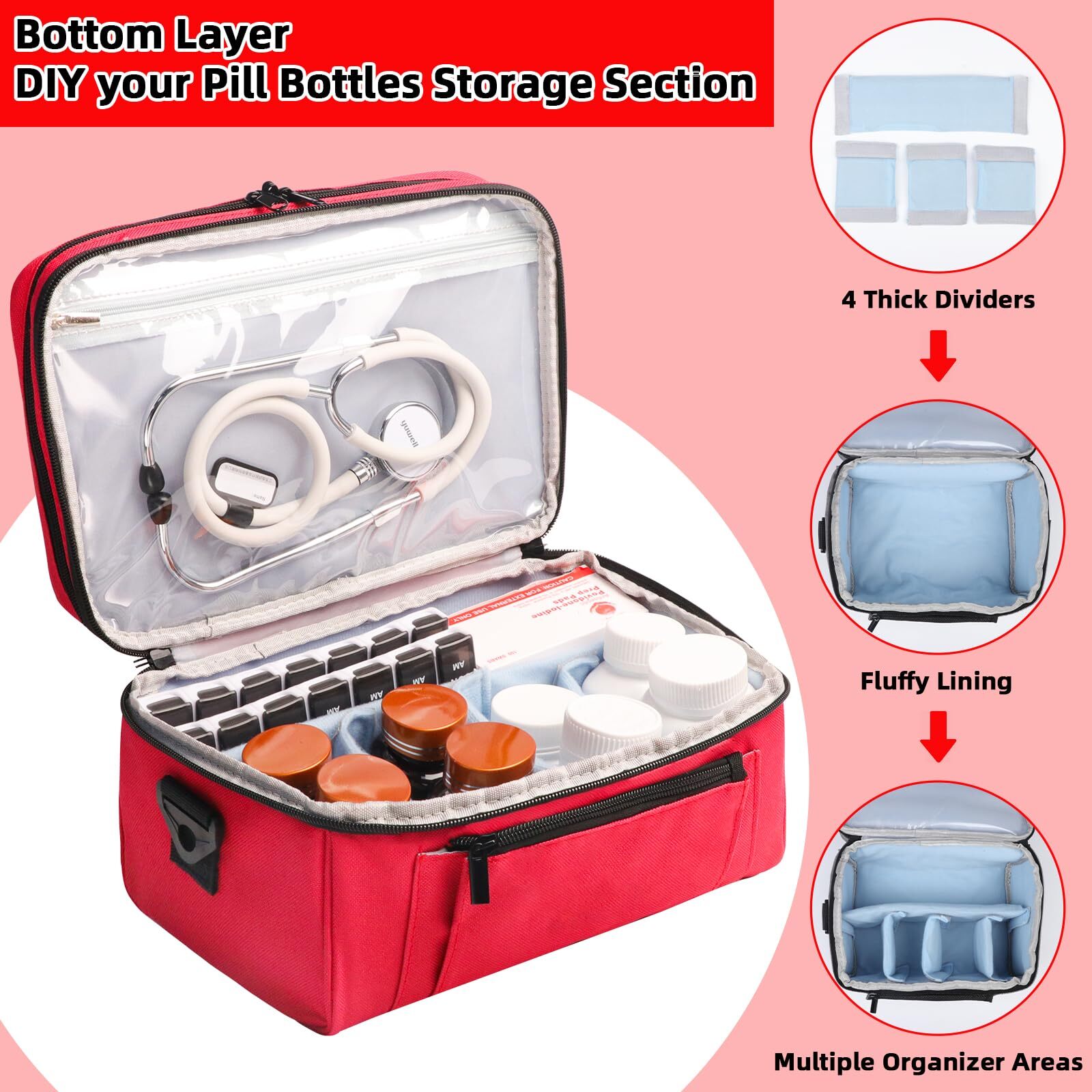 Medicine Bag for Traveling with Pouch, Pill Organizer Storage Case ( Bag Only )