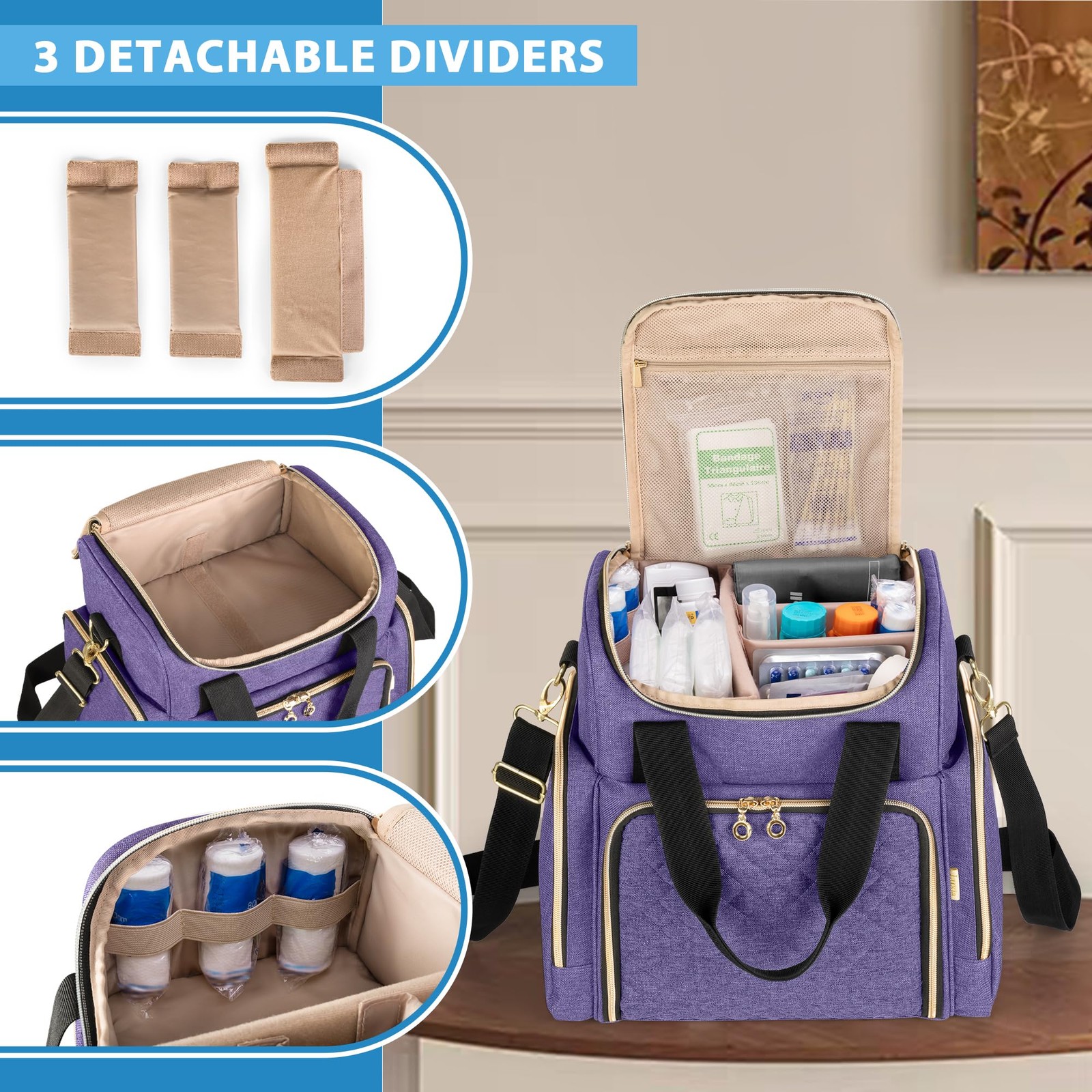 Large Medicine Bag with 2 Removable Cases, Medicine Storage Bag with Multiple…
