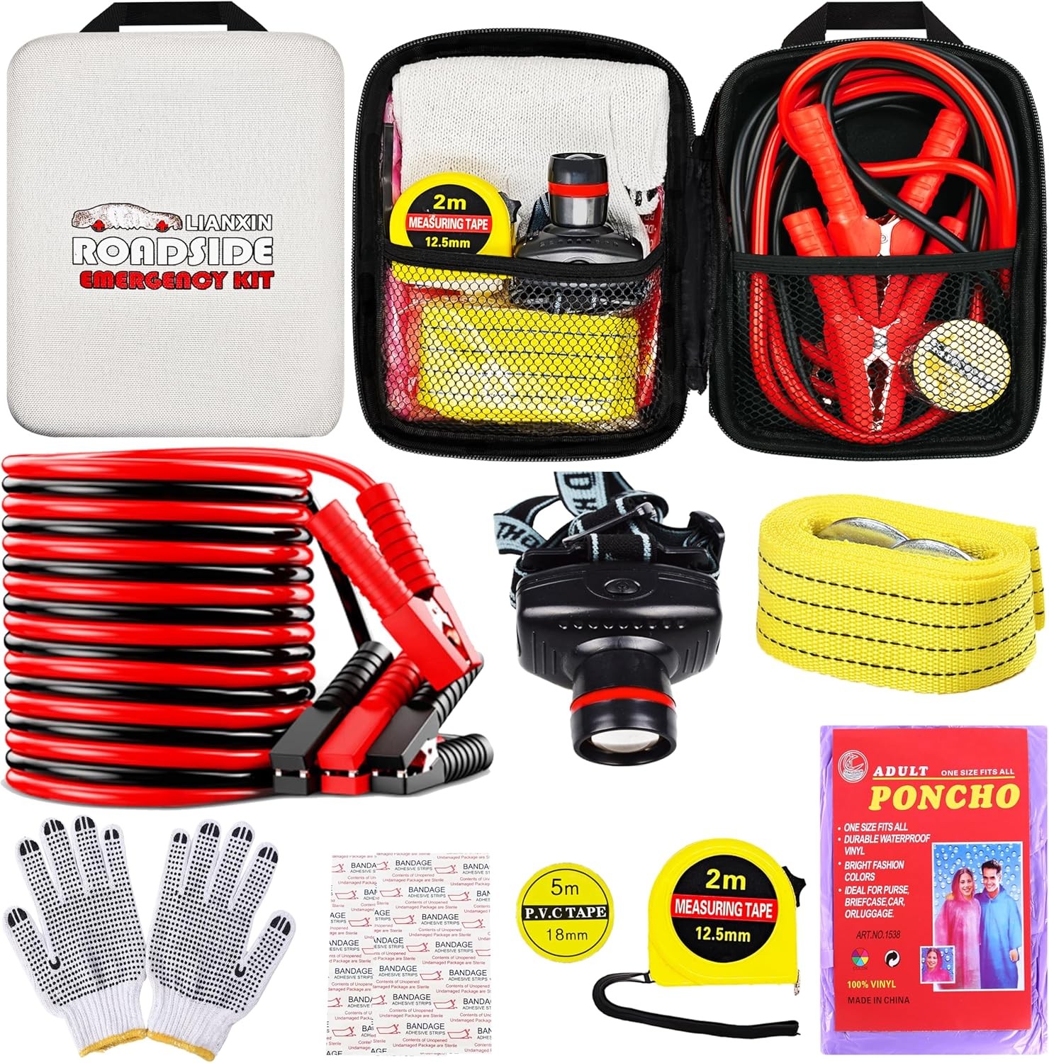 LIANXIN Car Emergency Roadside Tool Kit Jumper Cables
