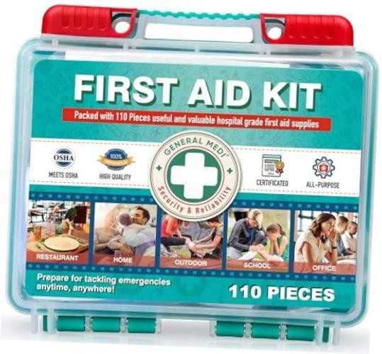 Small First Aid Kit – HardCase First Aid Box – Contains Premium 110 Pieces