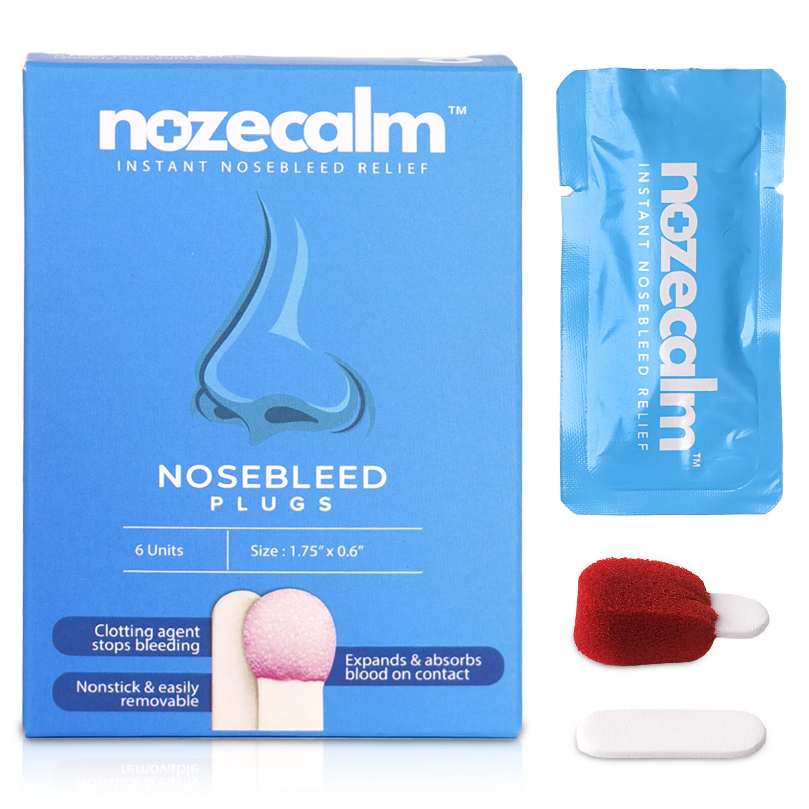 NozeCalm Nose Bleed Stopper – 6 Count