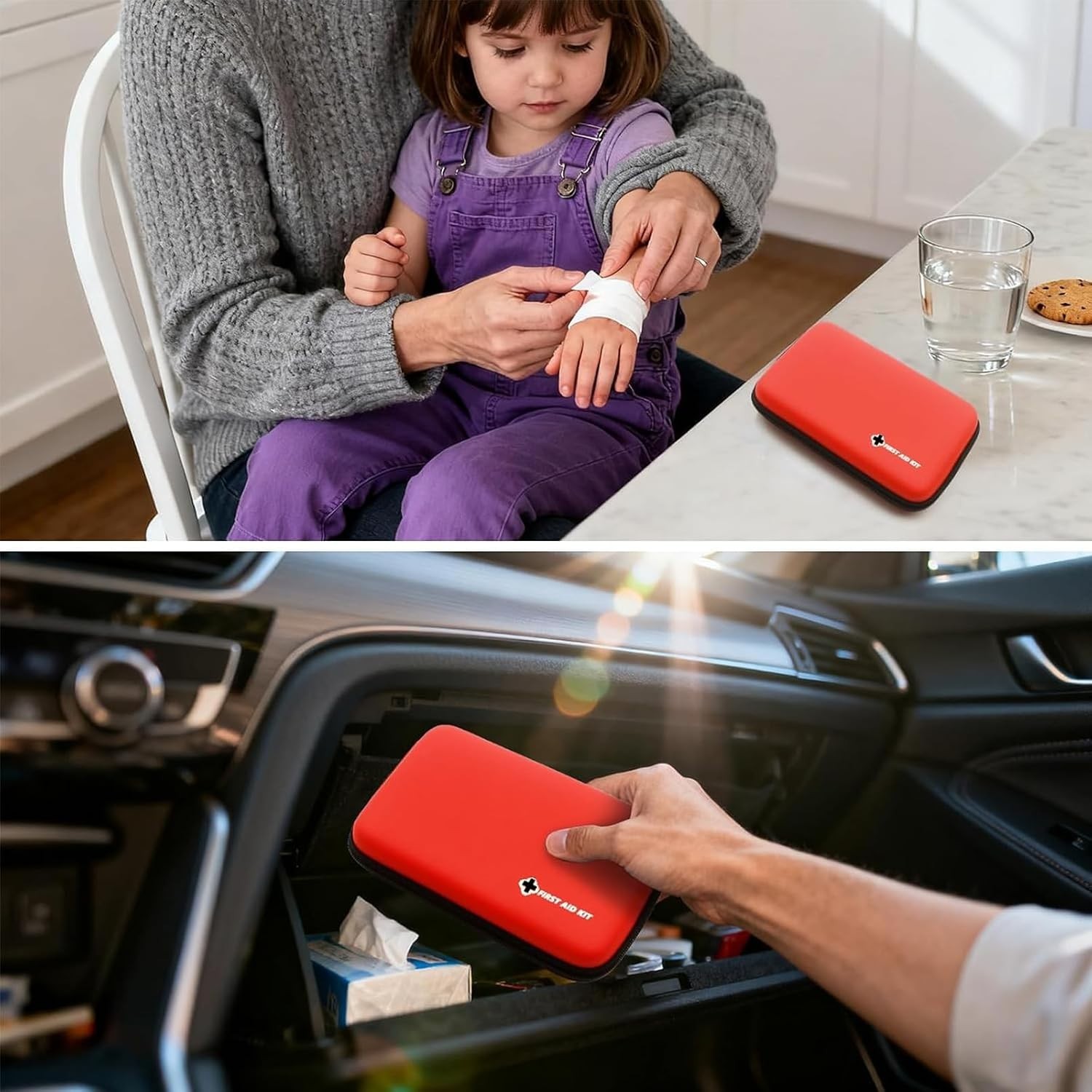 First Aid Kit Red Portable Compact Waterproof Mini Refill Supplies for Home C…