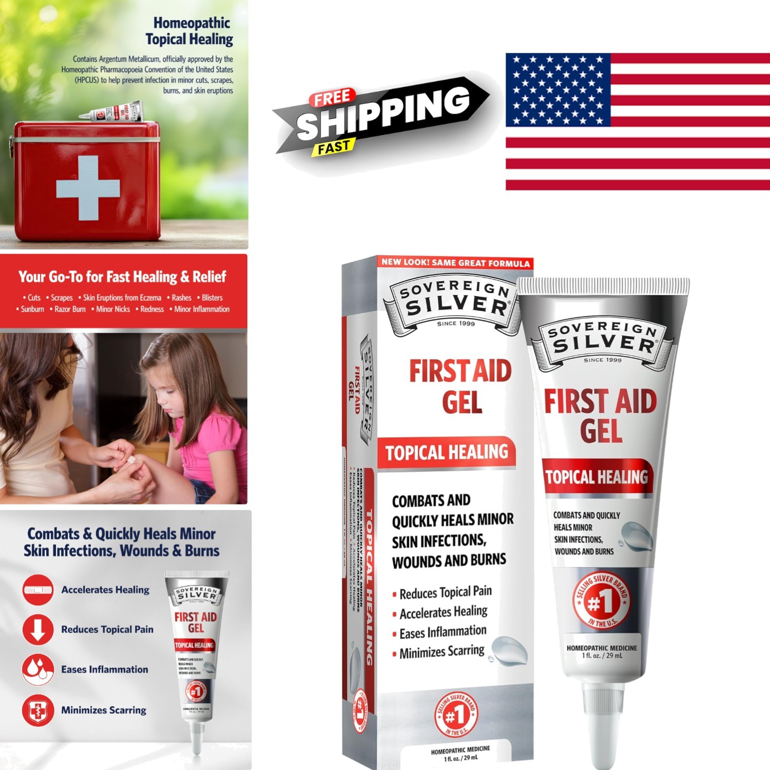First Aid Gel 1 fl oz Topical Skin Care for Minor Irritations Bug Bites
