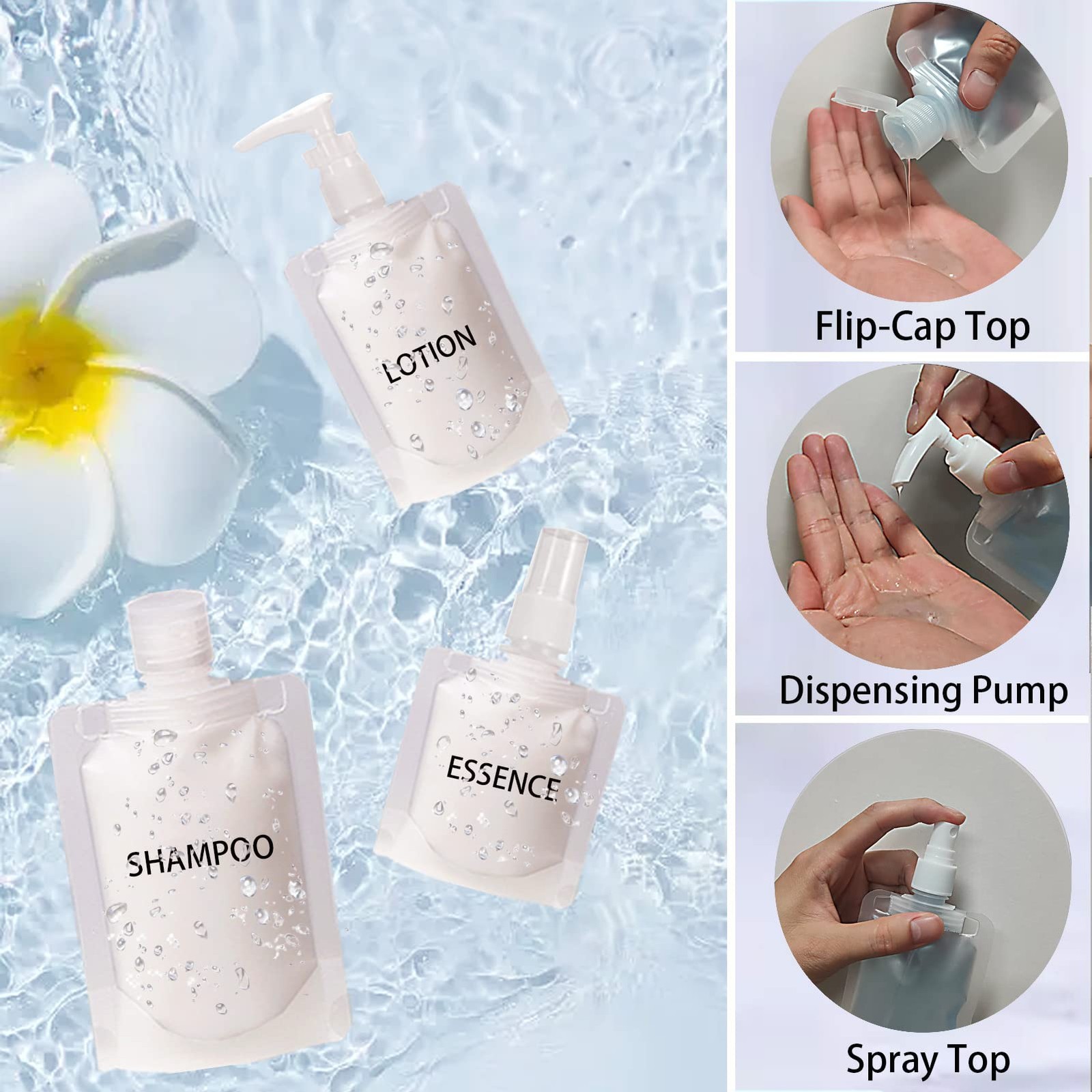 29 PCS Travel Size Refillable Empty Squeeze Pouch TSA Approved 29Pcs, Clear