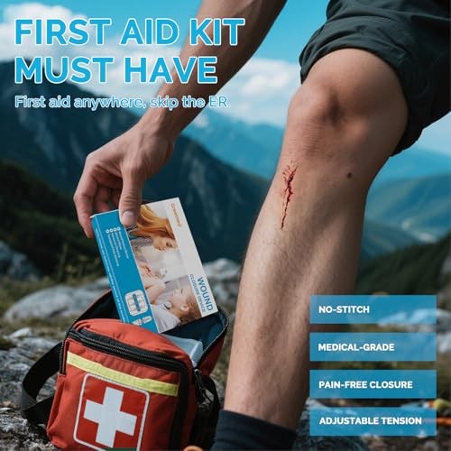 Emergency Wound Closure Strips – 16 Pack Laceration Closure Kit with 2 Types