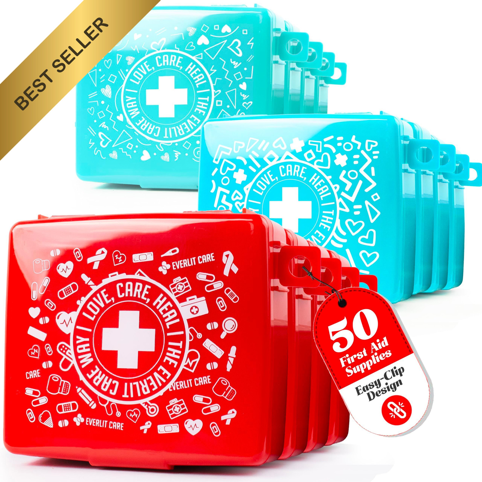 EVERLIT Pocket Aid Mini First Aid Kit 12 Pack 600 Pc Travel Home Emergency Kit