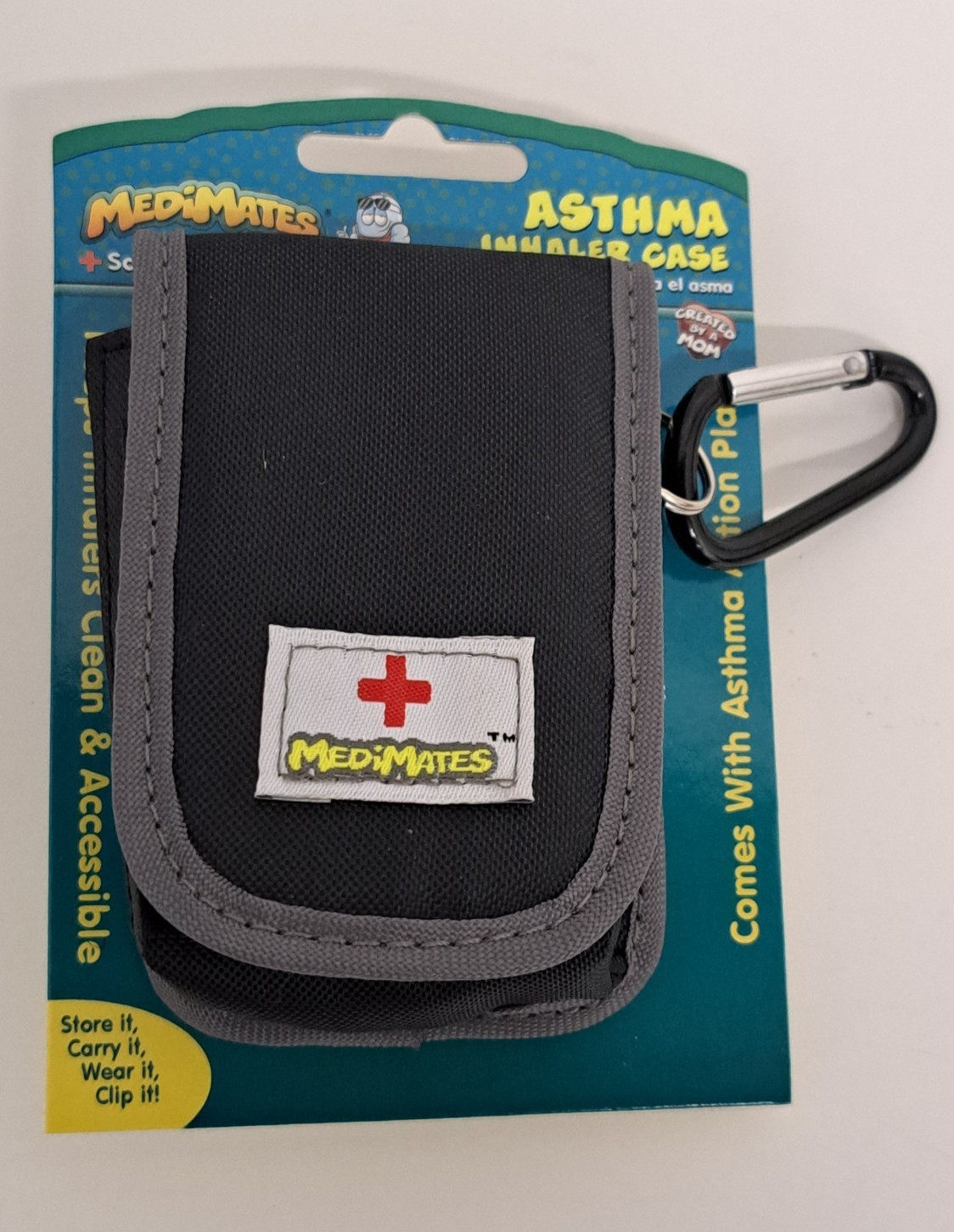 AllerMates Small Medicine Case Asthma Inhalers Puffers medicines BLACK Clip NEW