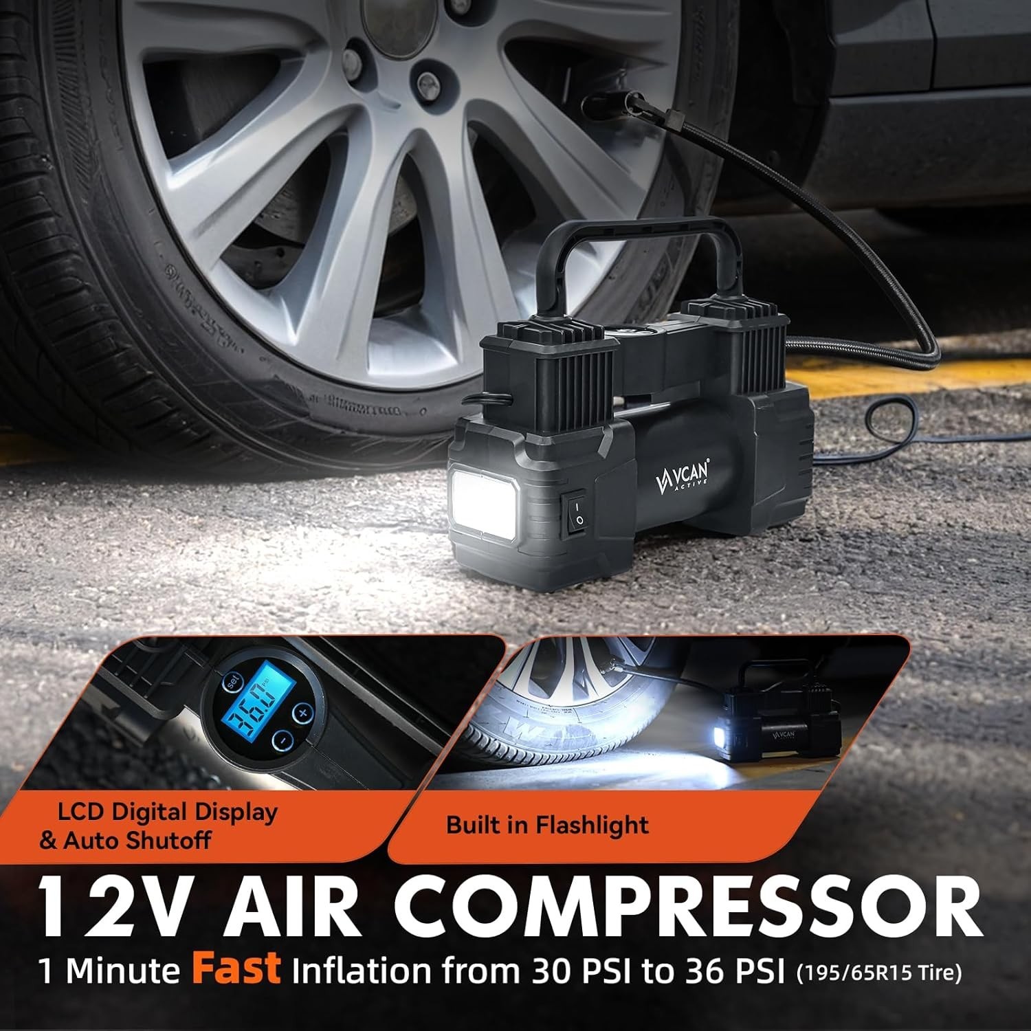 Car Emergency Kit with Portable Air Compressor, First Aid Kit, Jumper new