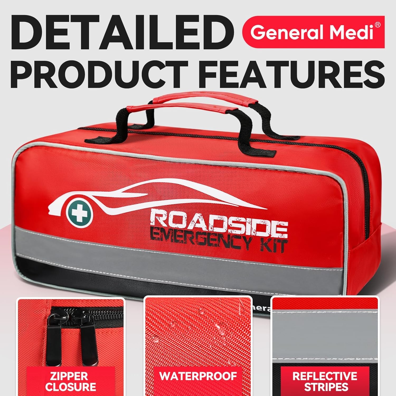 General Medi 127-Pieces Roadside Car Emergency Kit Include Mini First Aid Kit, J