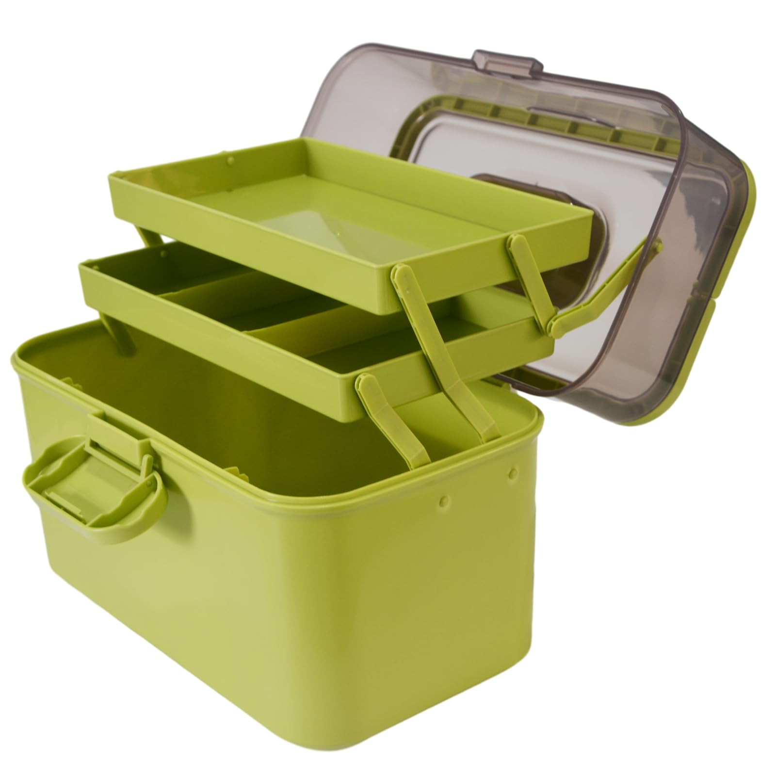 AnRui 3 Tier Medicine Storage Organizer Box, Plastic Empty First Aid Green