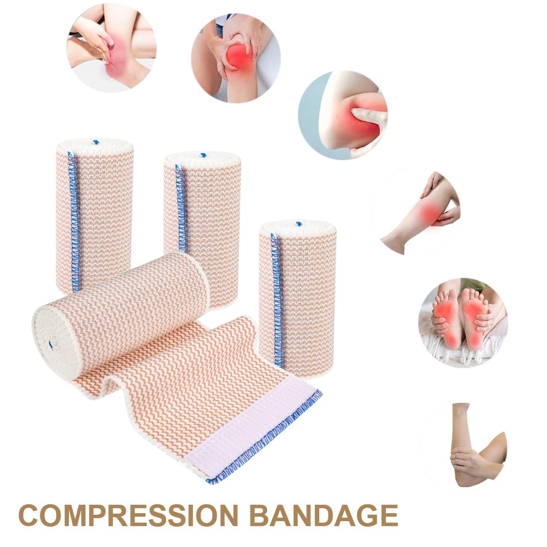 6 Pack Premium Elastic Bandage Wrap 4 Inch Compression Blue