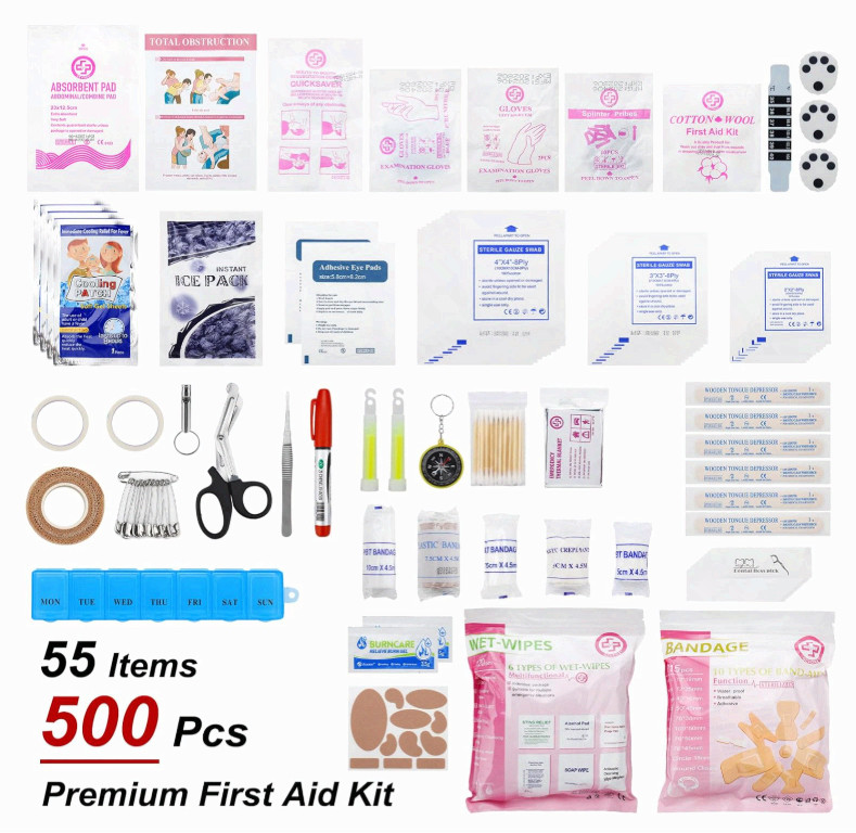 Professional 500-Piece First Aid Kit for Home, Car, Travel & Outdoor Emergencies
