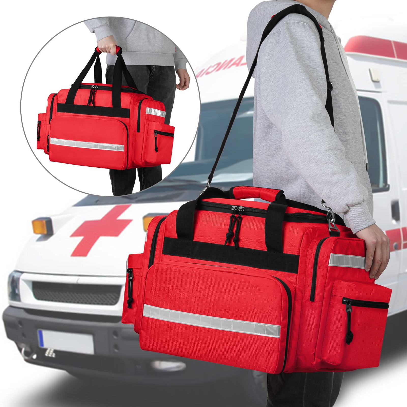 Damero Professional Medical Bag Empty First Responder Trauma with Detachable