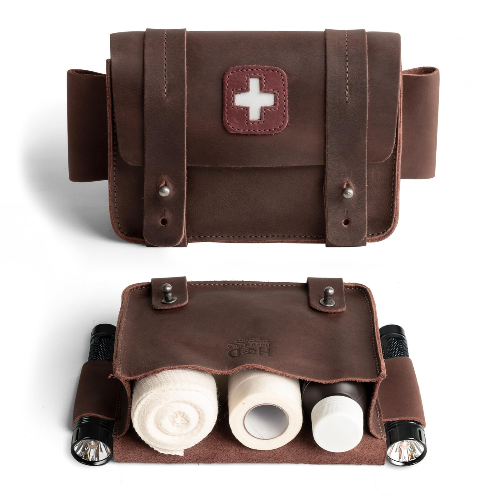 Hide & Drink Full Grain Leather First Aid Bag, Empty Medical Kit Organizer fo…